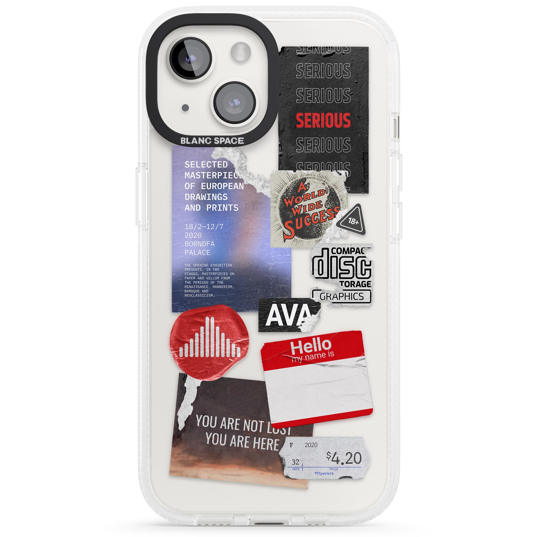 Red & Black Sticker Mix iPhone 15 / 14 / 13 Clear Case Impact Air - Blanc Space