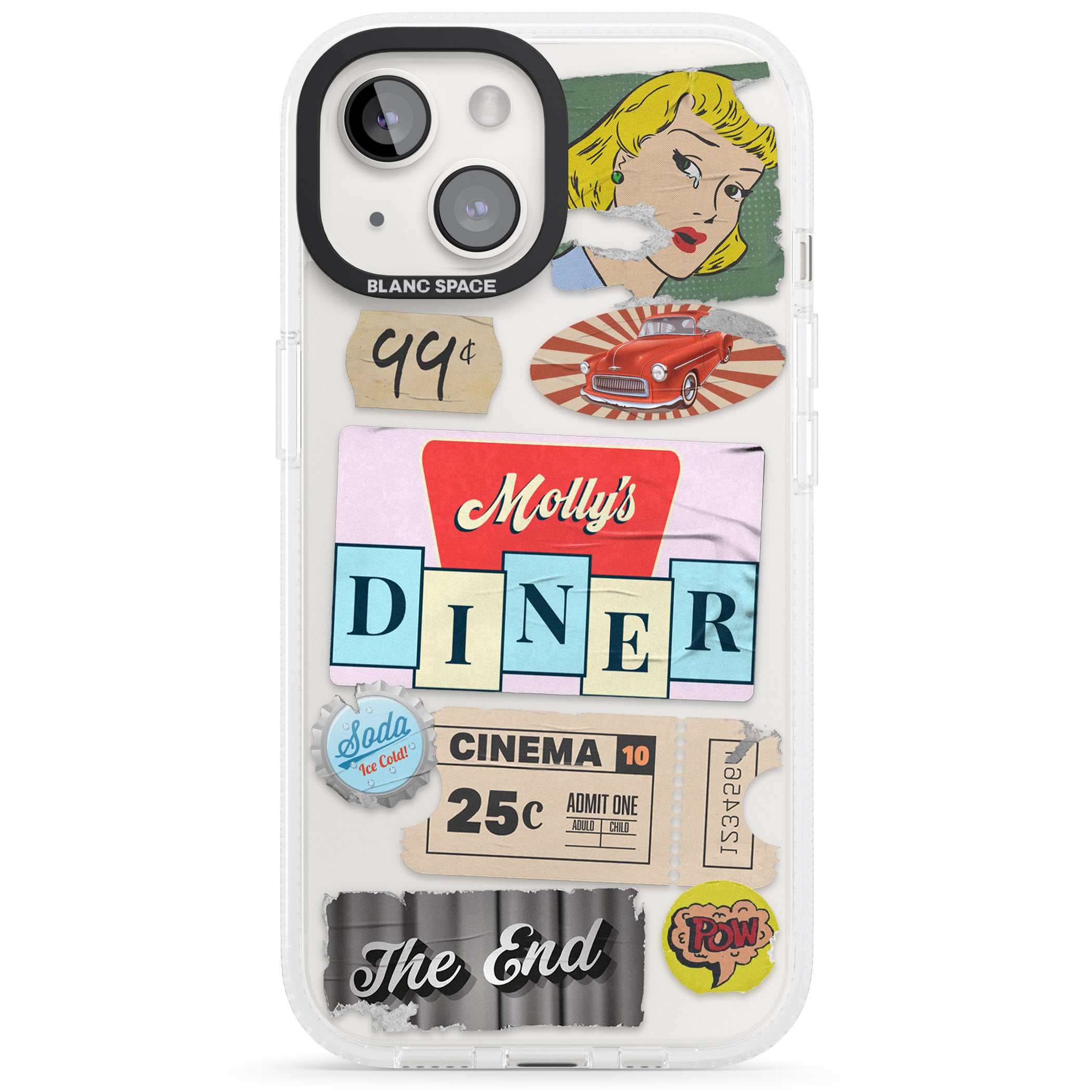Nifty Fifties Swing iPhone 15 / 14 / 13 Clear Case Impact Air - Blanc Space
