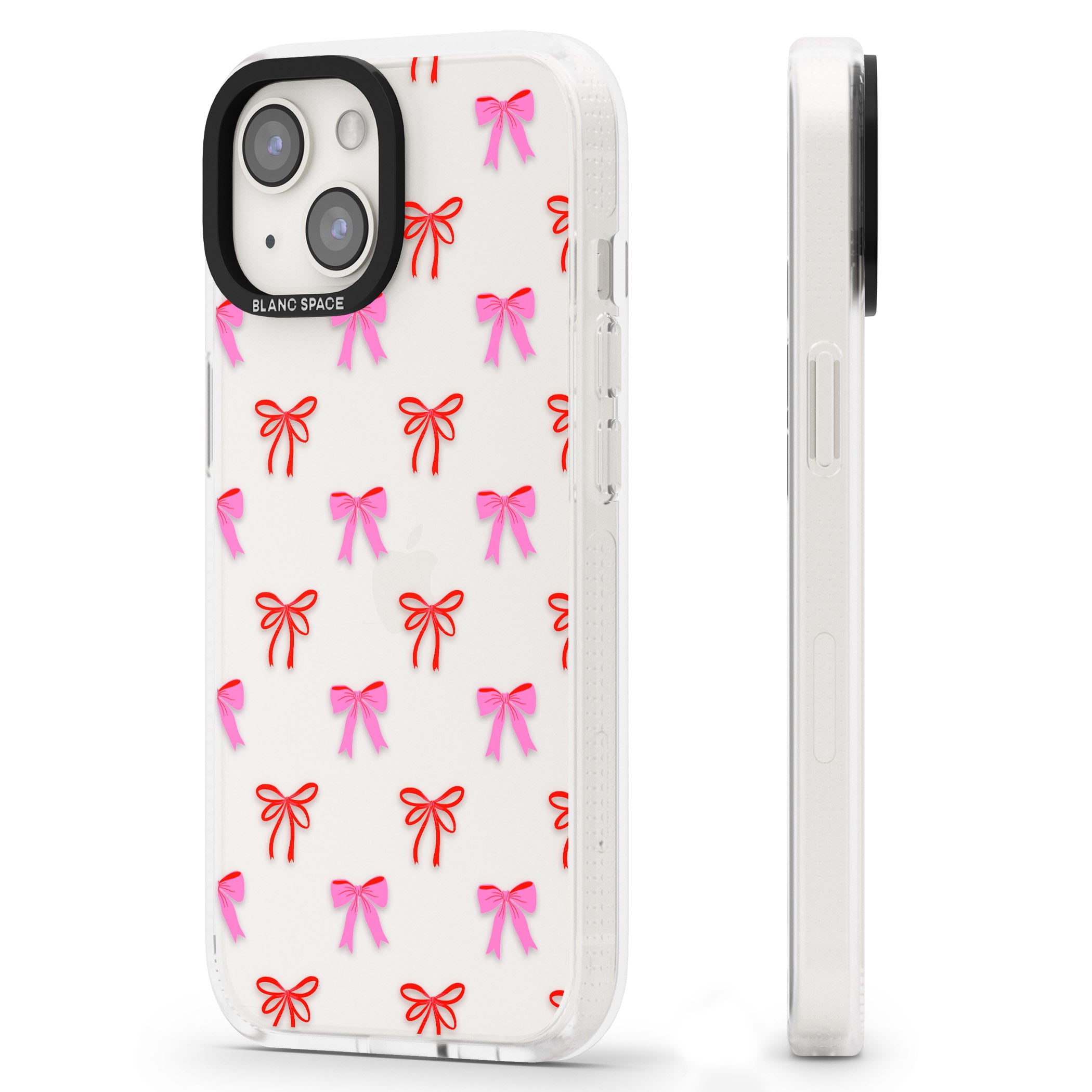 Cute Bow Pattern iPhone 15 / 14 / 13 Clear Case Impact Air - Blanc Space