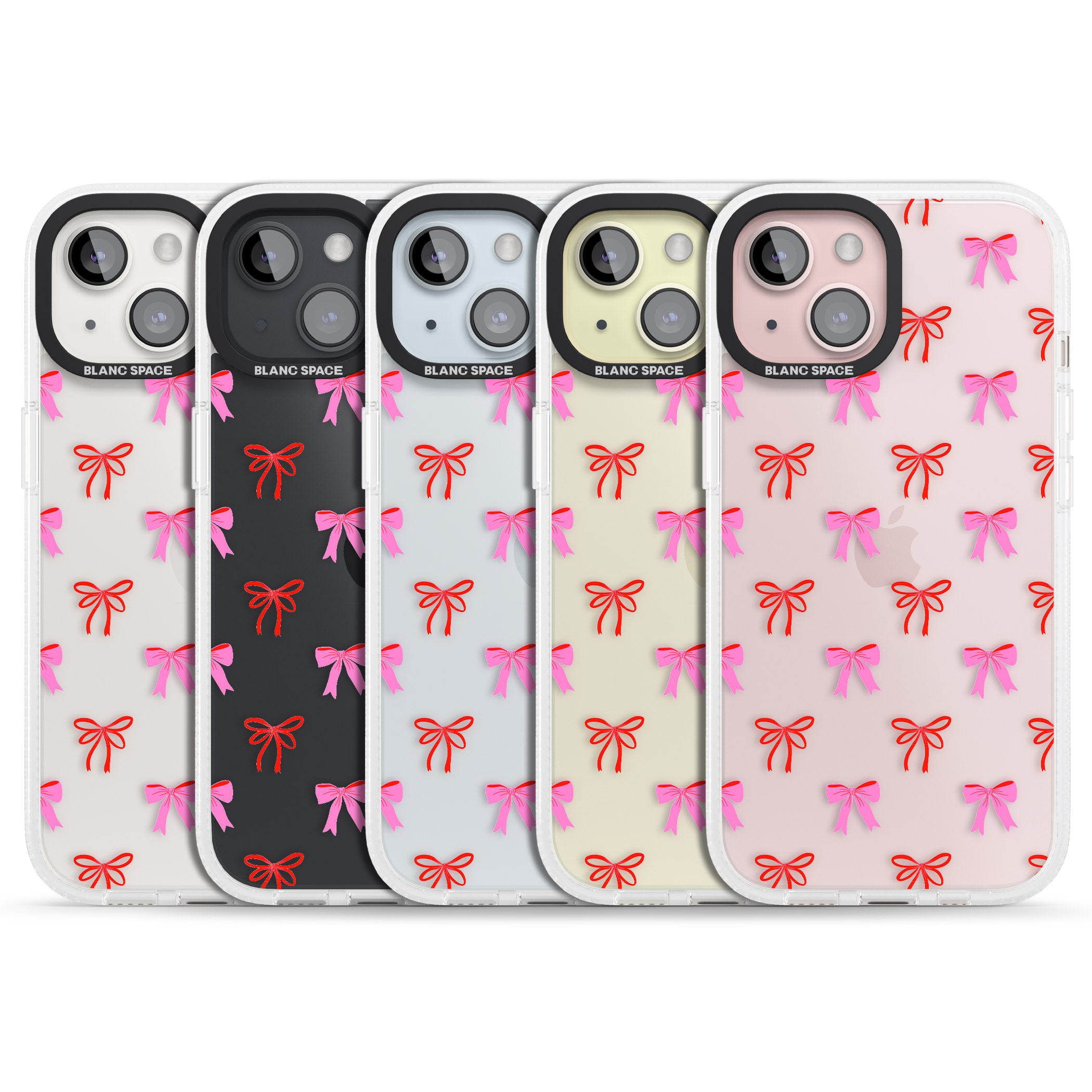 Cute Bow Pattern iPhone 15 / 14 / 13 Clear Case Impact Air - Blanc Space