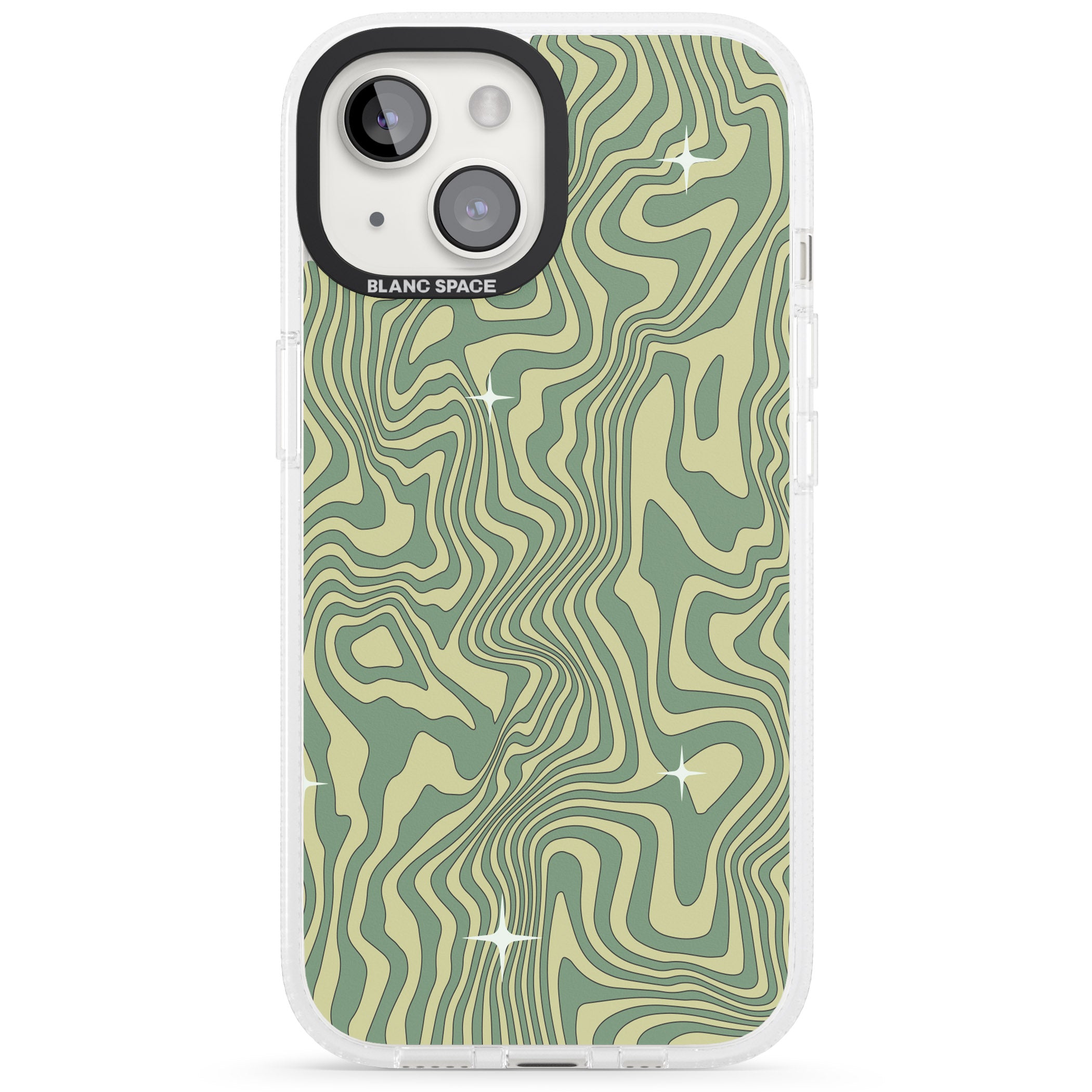 Green Abstract Wave iPhone 15 / 14 / 13 Clear Case Impact Air - Blanc Space