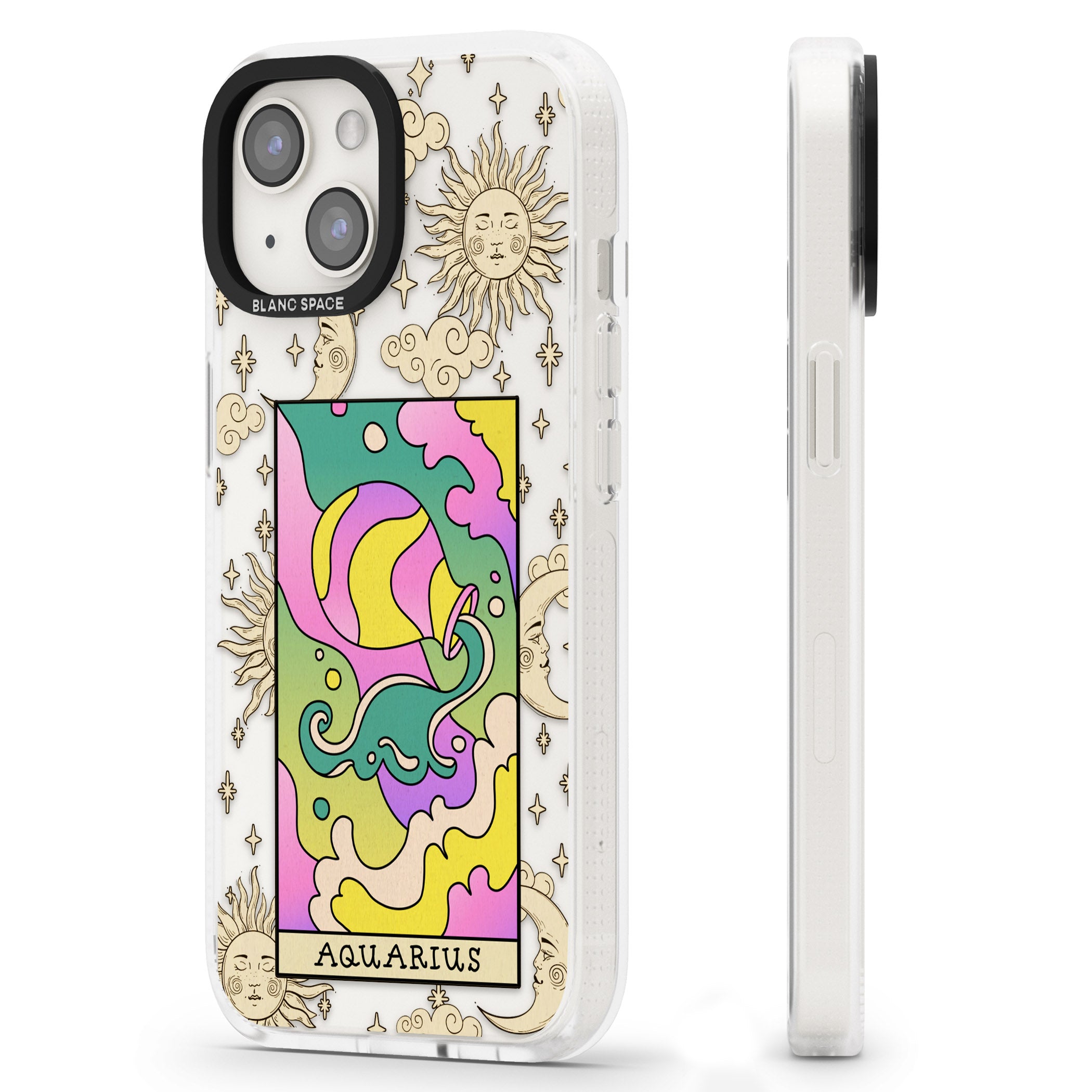 Celestial Zodiac - Aquarius iPhone 15 / 14 / 13 Clear Case Impact Air - Blanc Space