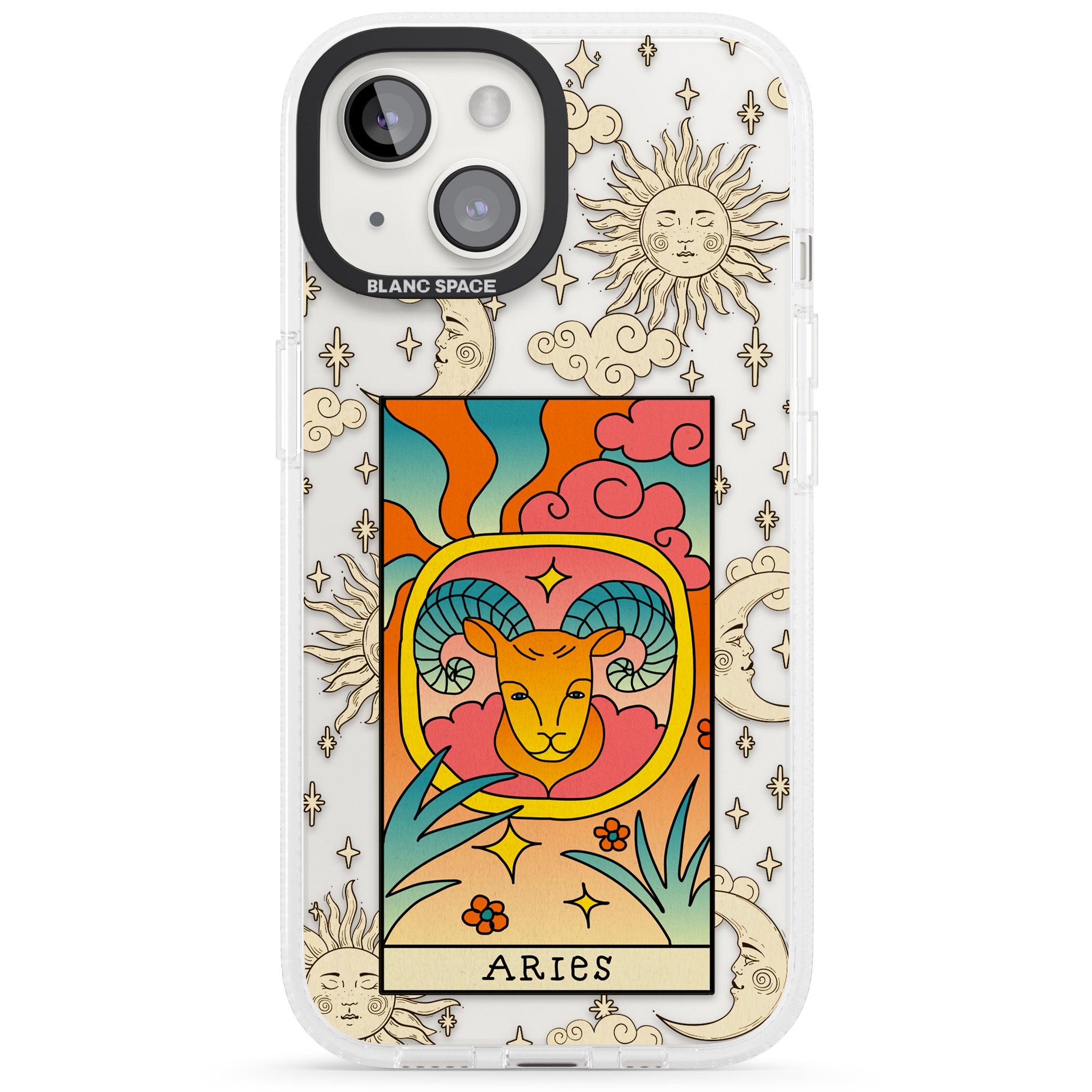 Celestial Zodiac - Aries iPhone 15 / 14 / 13 Clear Case Impact Air - Blanc Space