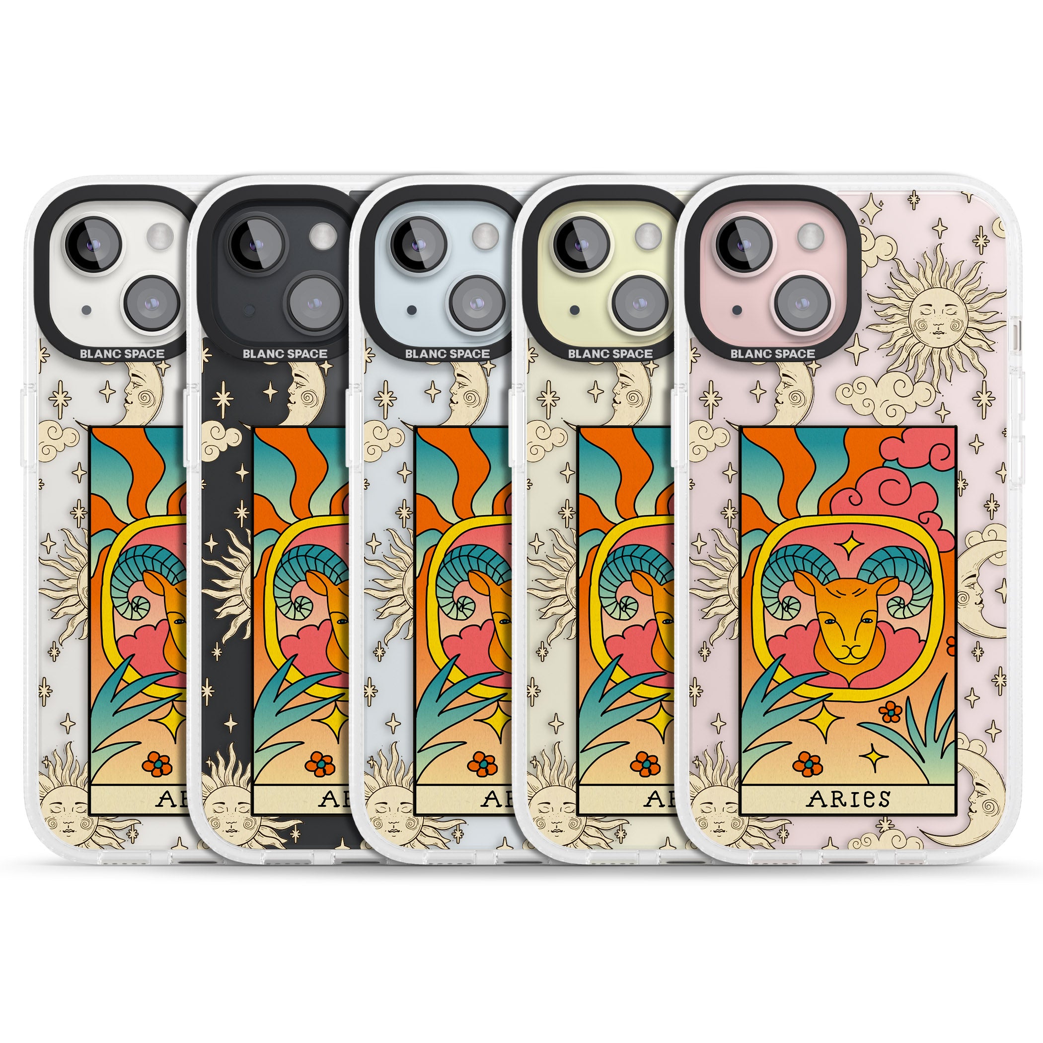 Celestial Zodiac - Aries iPhone 15 / 14 / 13 Clear Case Impact Air - Blanc Space
