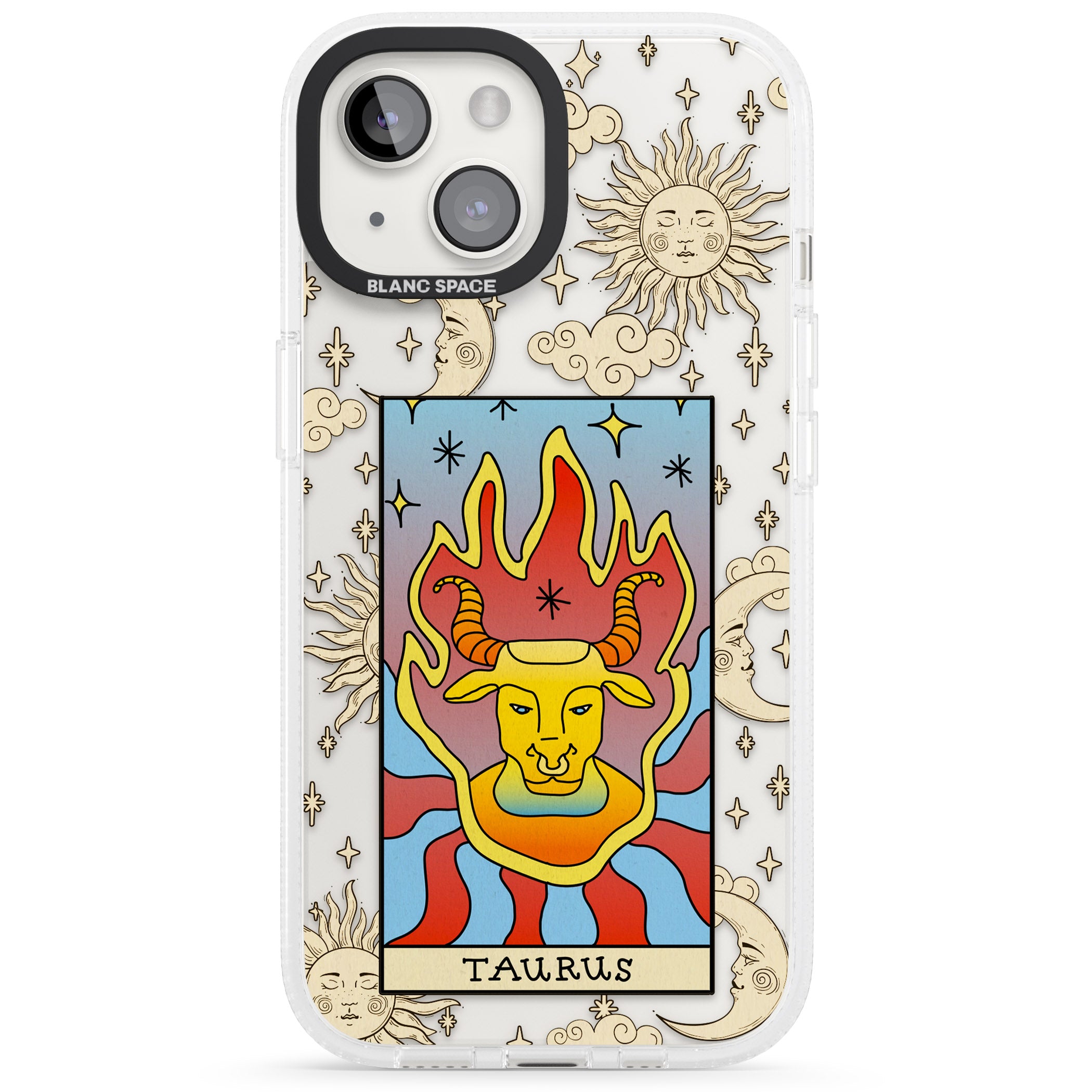 Celestial Zodiac - Taurus iPhone 15 / 14 / 13 Clear Case Impact Air - Blanc Space