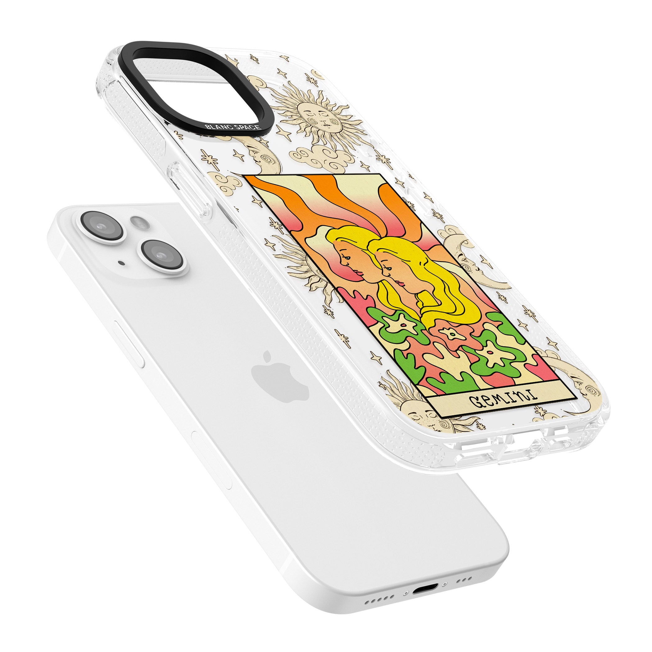 Celestial Zodiac - Gemini iPhone 15 / 14 / 13 Clear Case Impact Air - Blanc Space