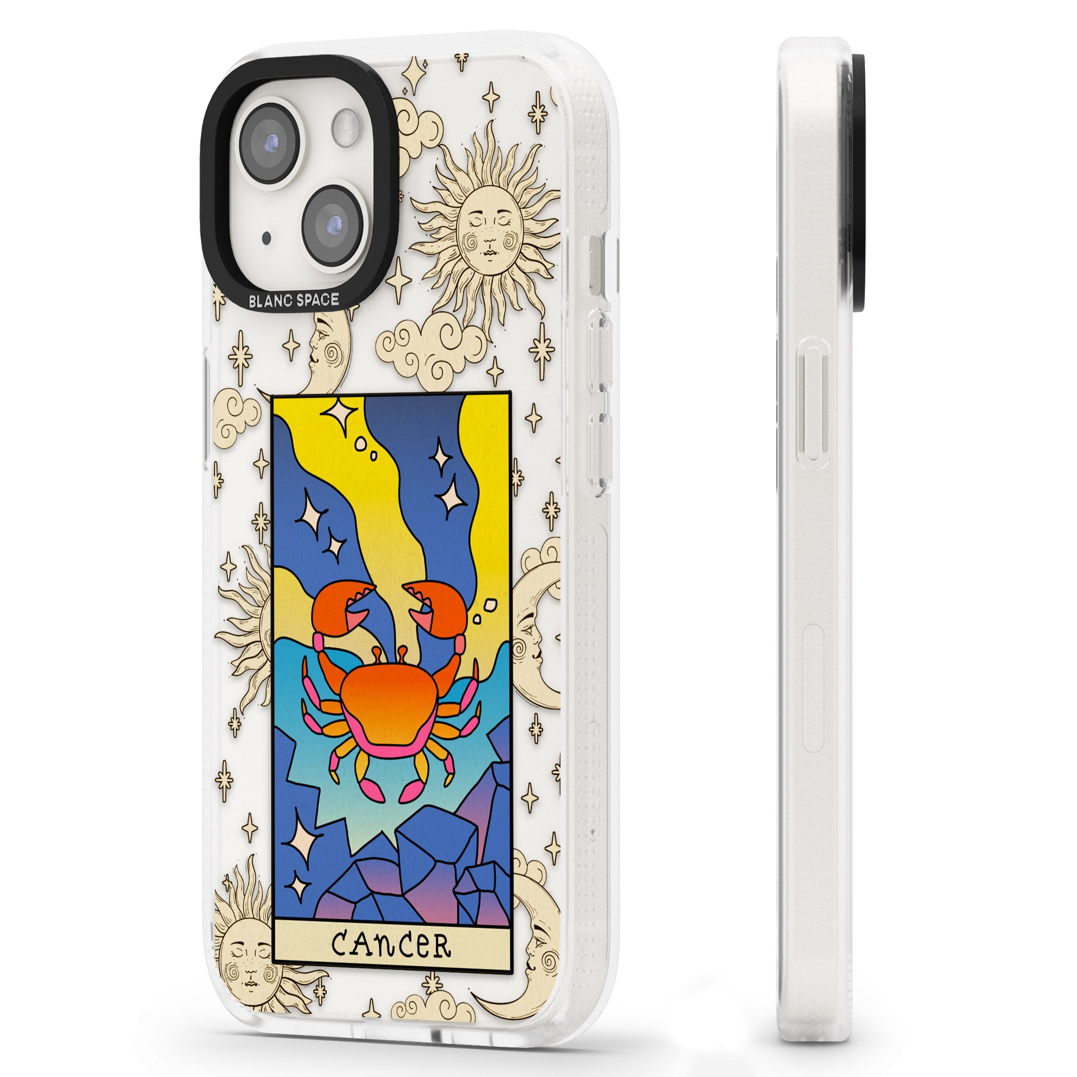 Celestial Zodiac - Cancer iPhone 15 / 14 / 13 Clear Case Impact Air - Blanc Space