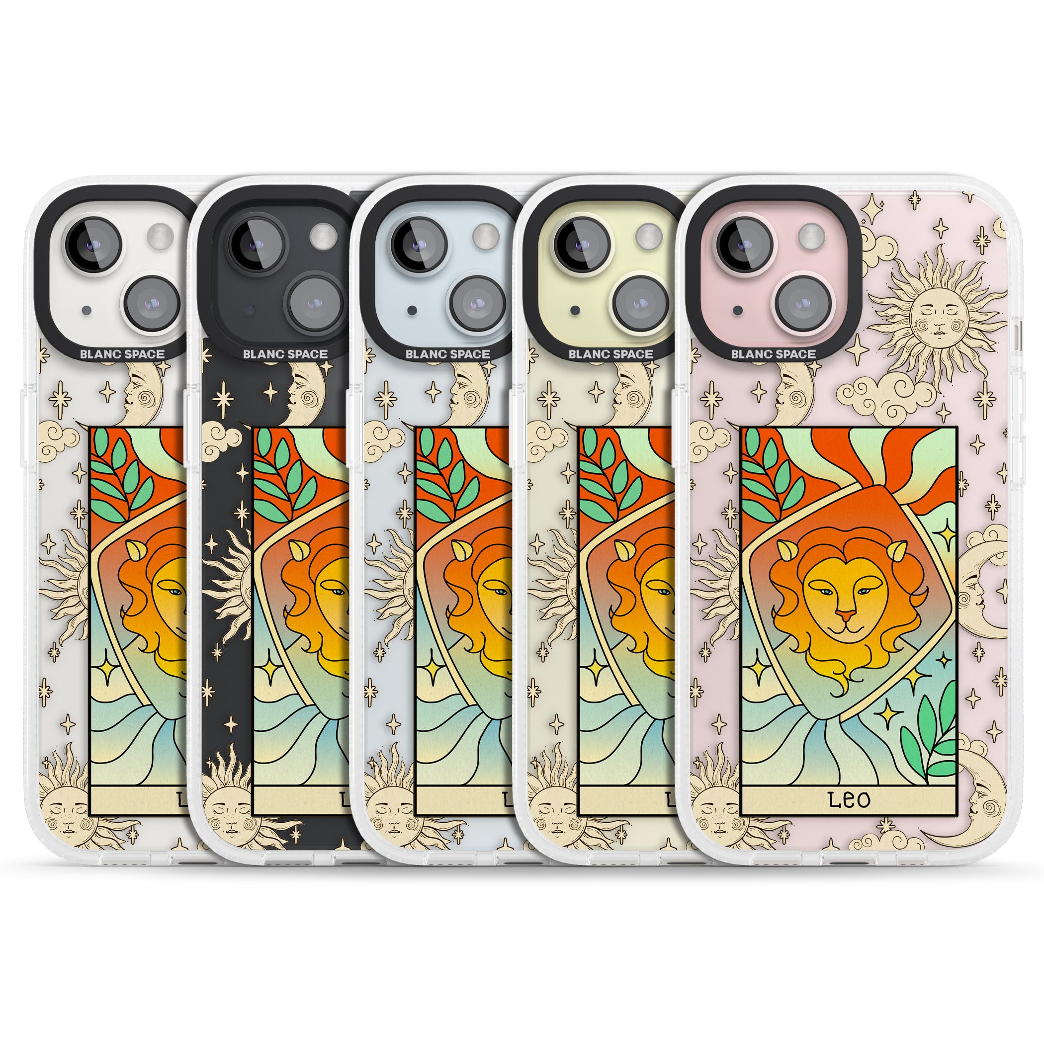 Celestial Zodiac - Leo iPhone 15 / 14 / 13 Clear Case Impact Air - Blanc Space