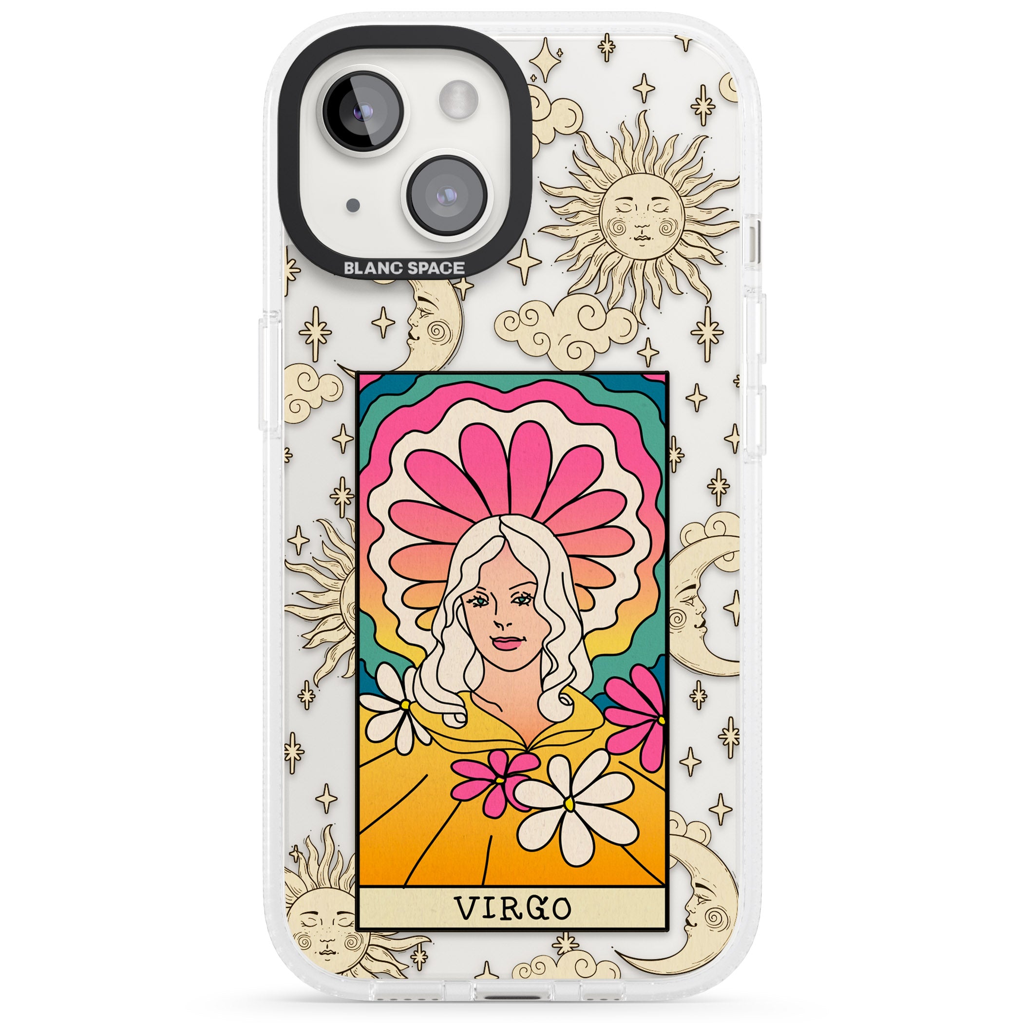 Celestial Zodiac - Virgo iPhone 15 / 14 / 13 Clear Case Impact Air - Blanc Space