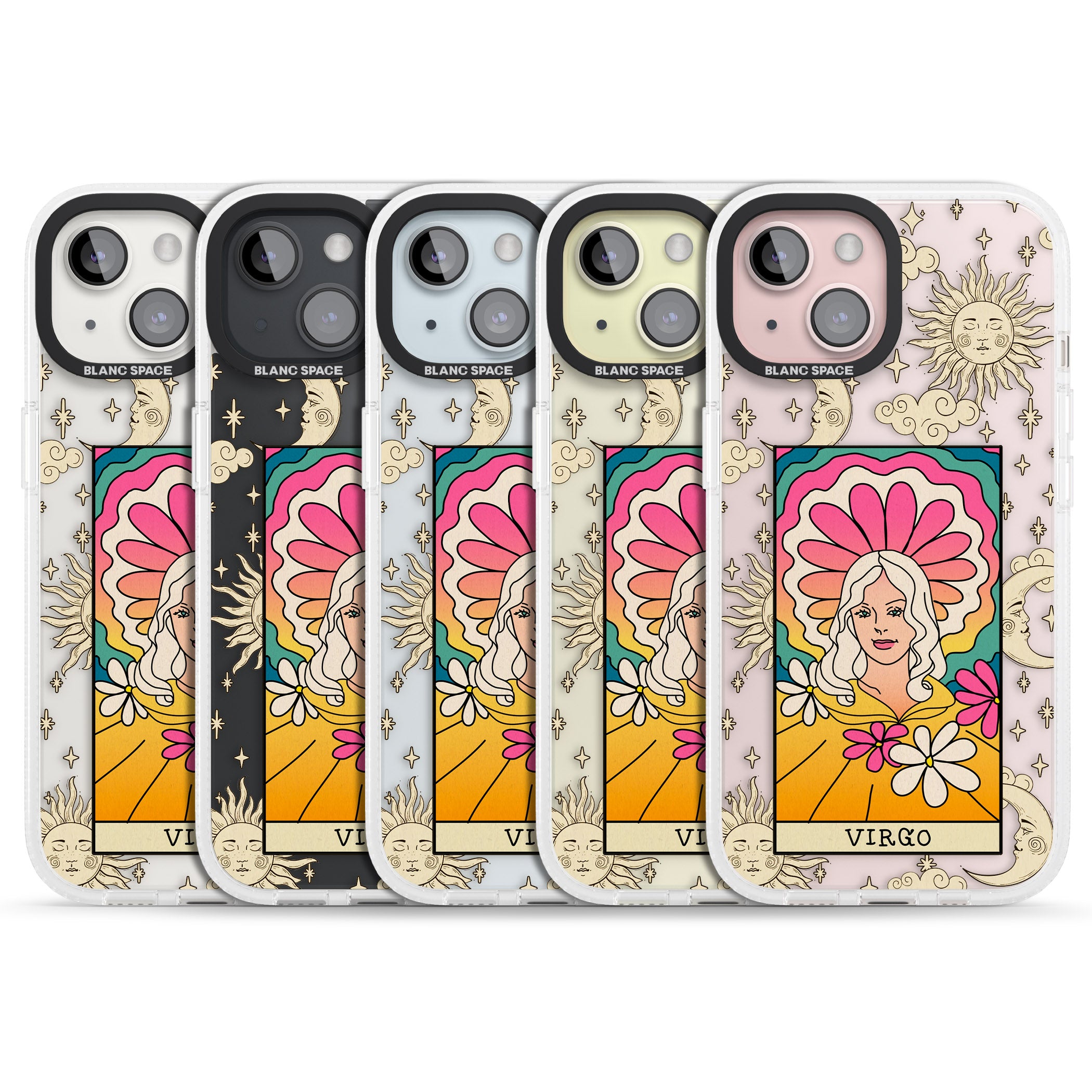 Celestial Zodiac - Virgo iPhone 15 / 14 / 13 Clear Case Impact Air - Blanc Space