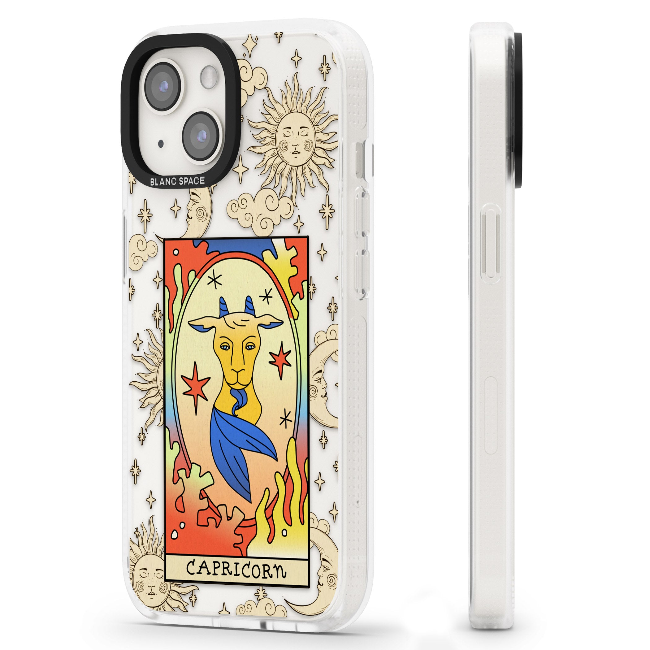 Celestial Zodiac - Capricorn iPhone 15 / 14 / 13 Clear Case Impact Air - Blanc Space