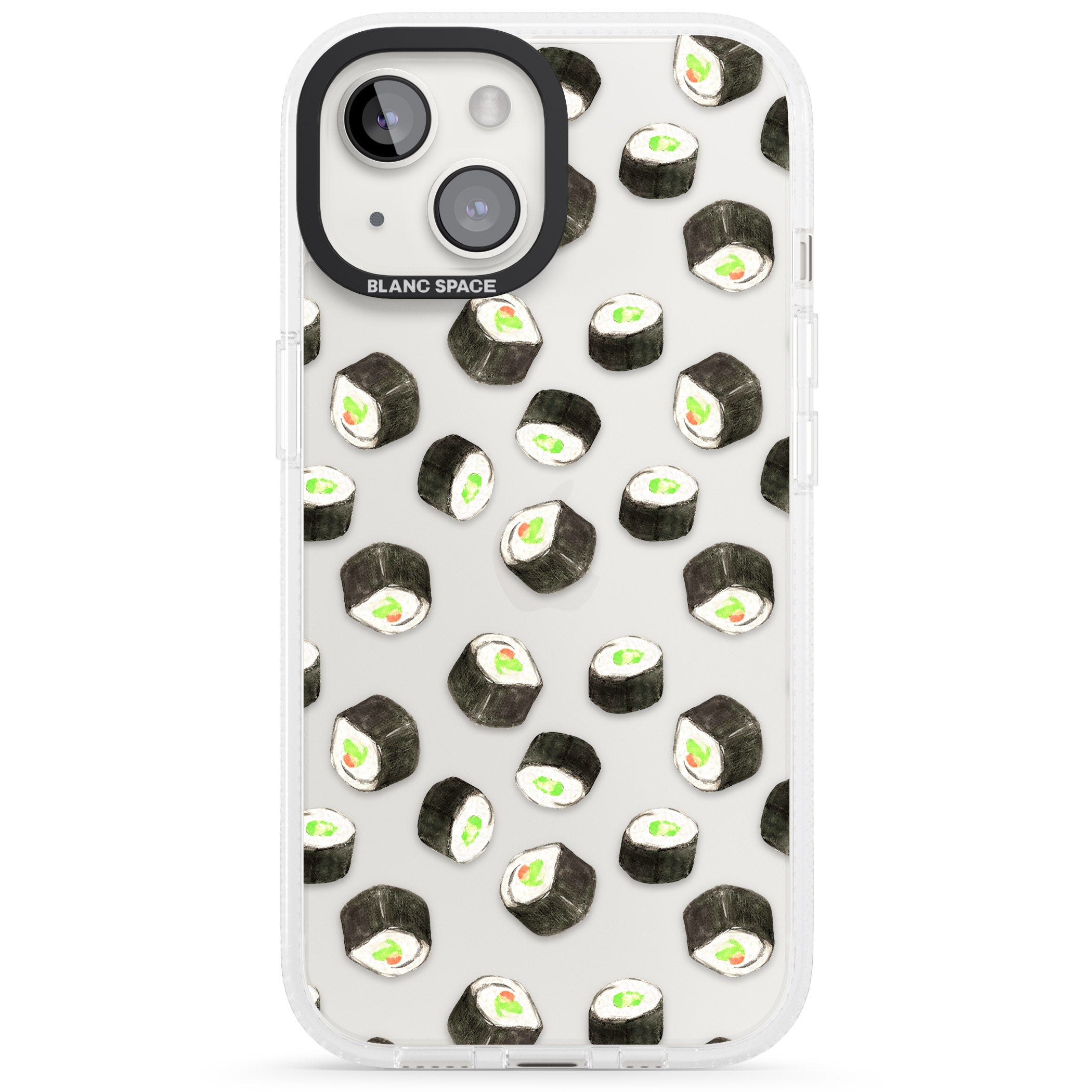 Maki Rolls Sushi Pattern iPhone 15 / 14 / 13 Clear Case Impact Air - Blanc Space