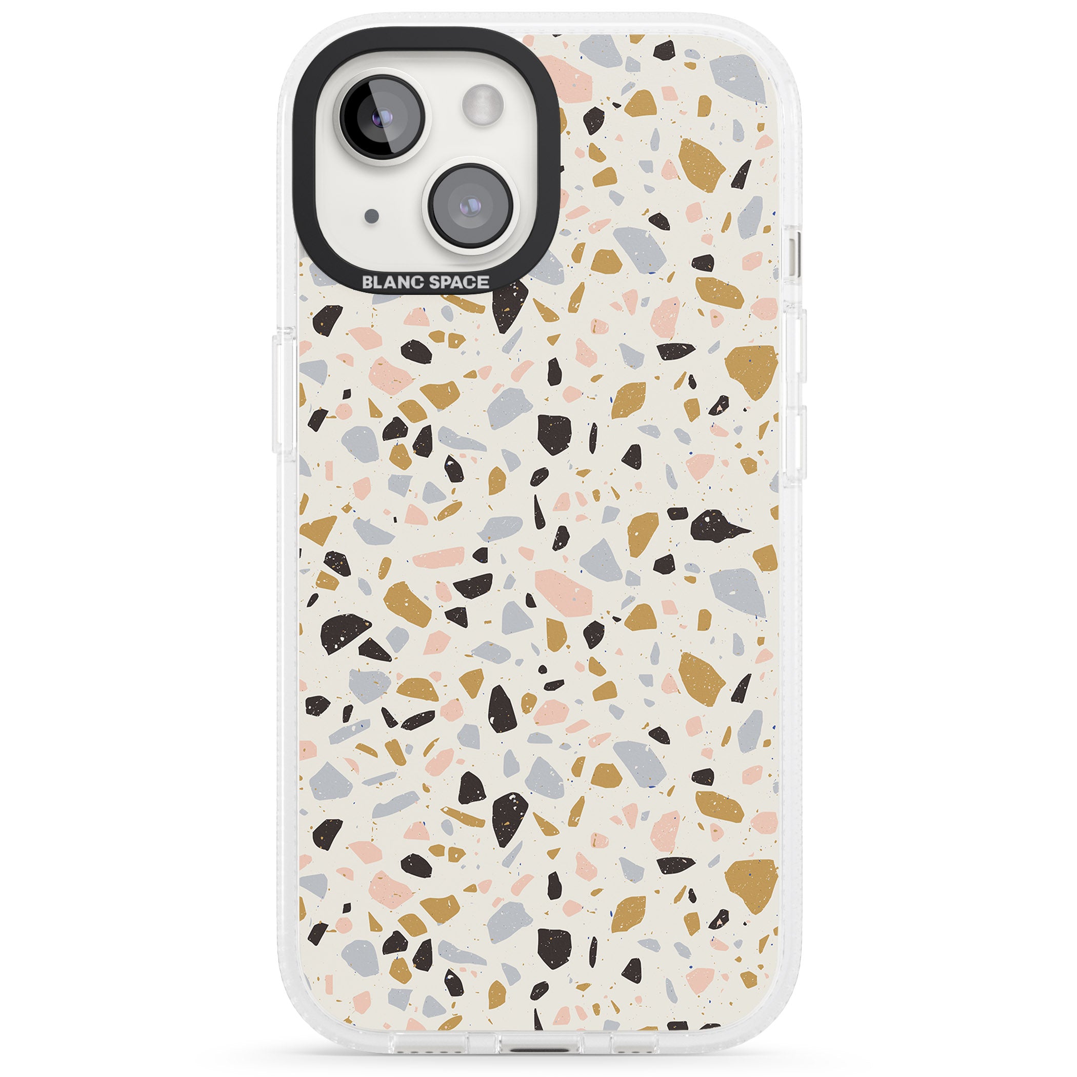 Pale Pink, Blue, & Mocha Terrazzo Pattern iPhone 15 / 14 / 13 Clear Case Impact Air - Blanc Space