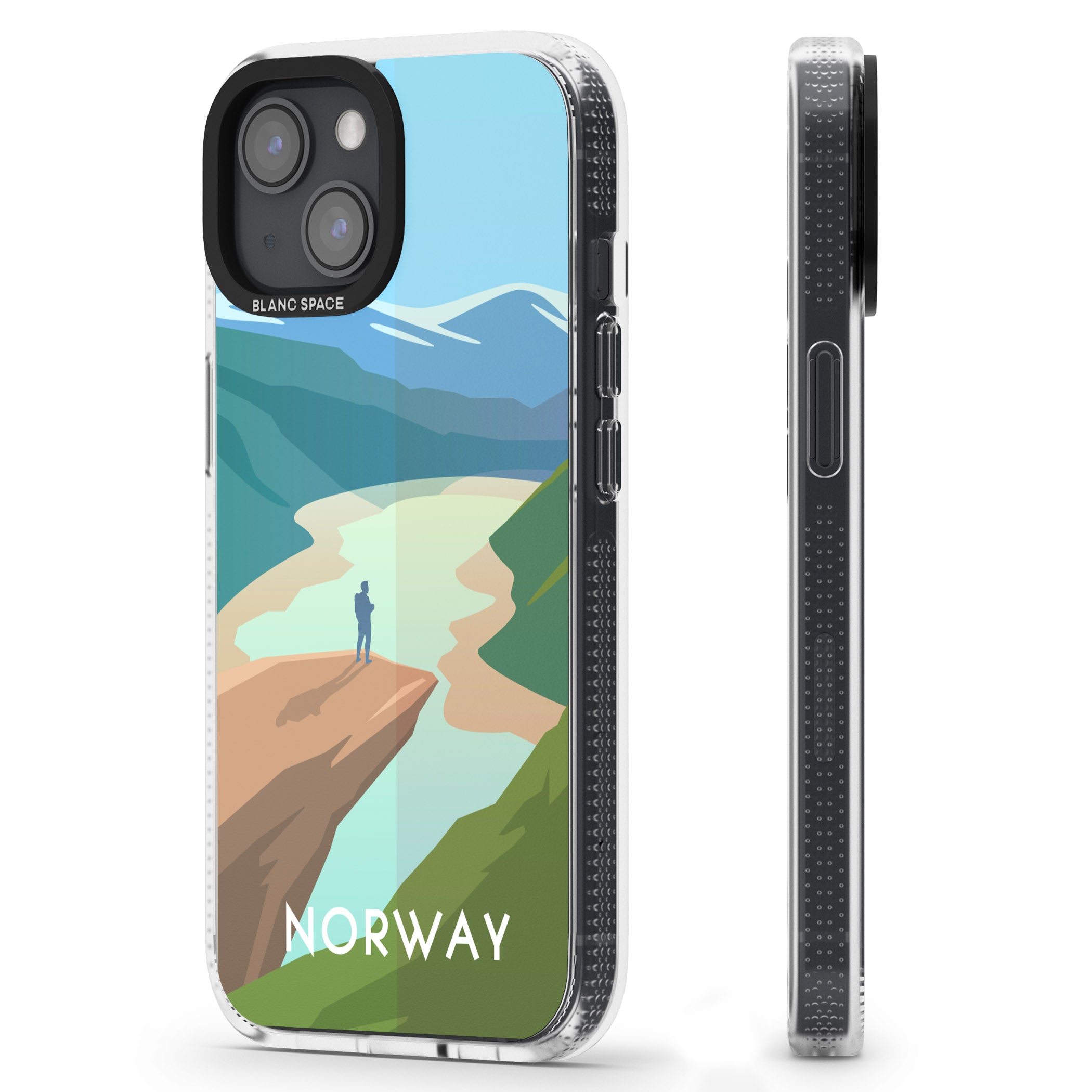 Vintage Travel Poster Norway iPhone 15 / 14 / 13 Clear Case Impact Air - Blanc Space