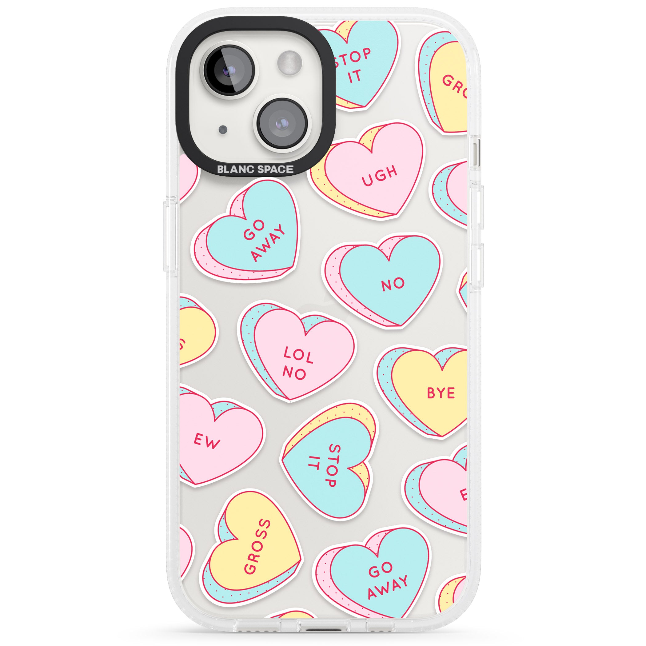 Sarcastic Love Hearts iPhone 15 / 14 / 13 Clear Case Impact Air - Blanc Space
