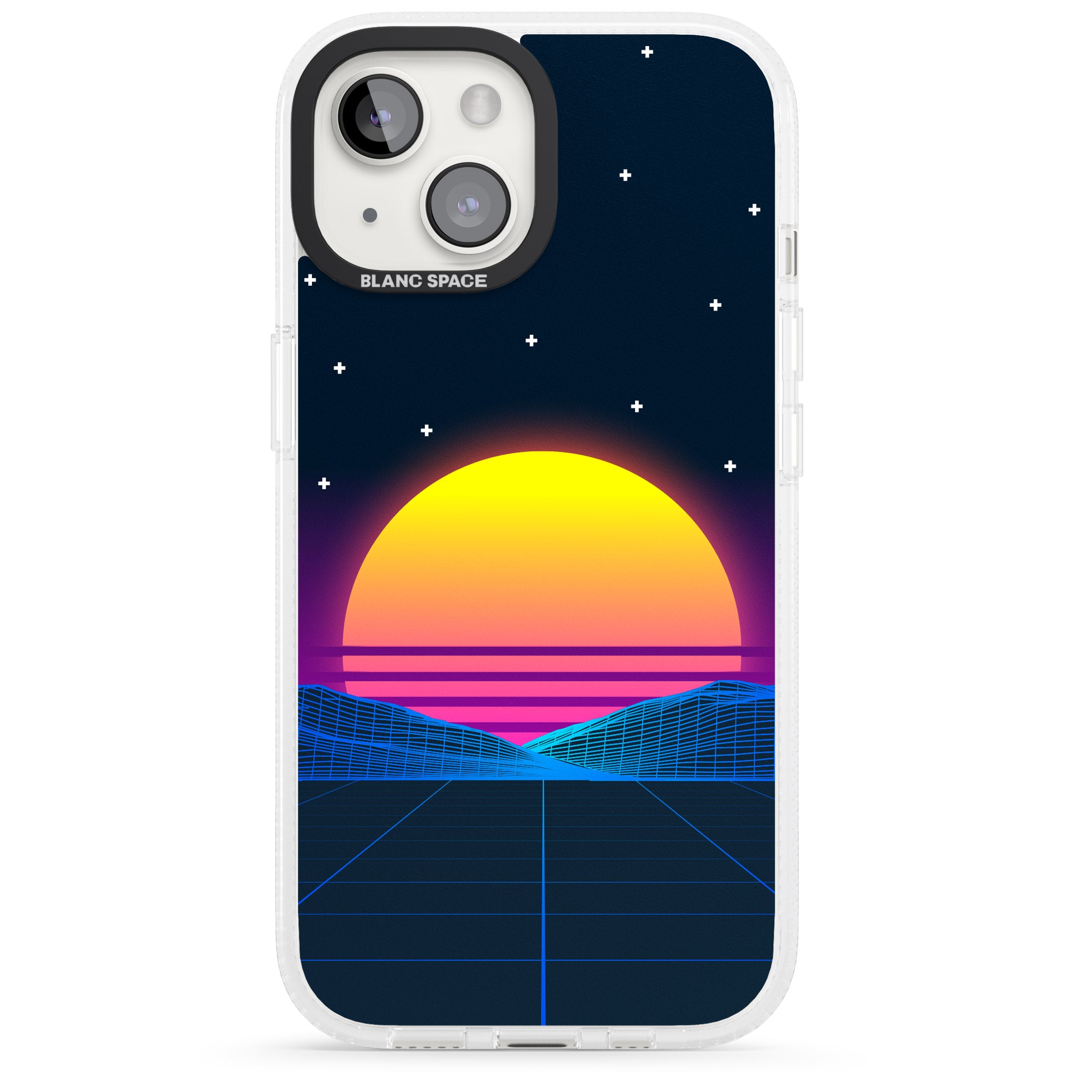 Retro Sunset Vaporwave iPhone 15 / 14 / 13 Clear Case Impact Air - Blanc Space