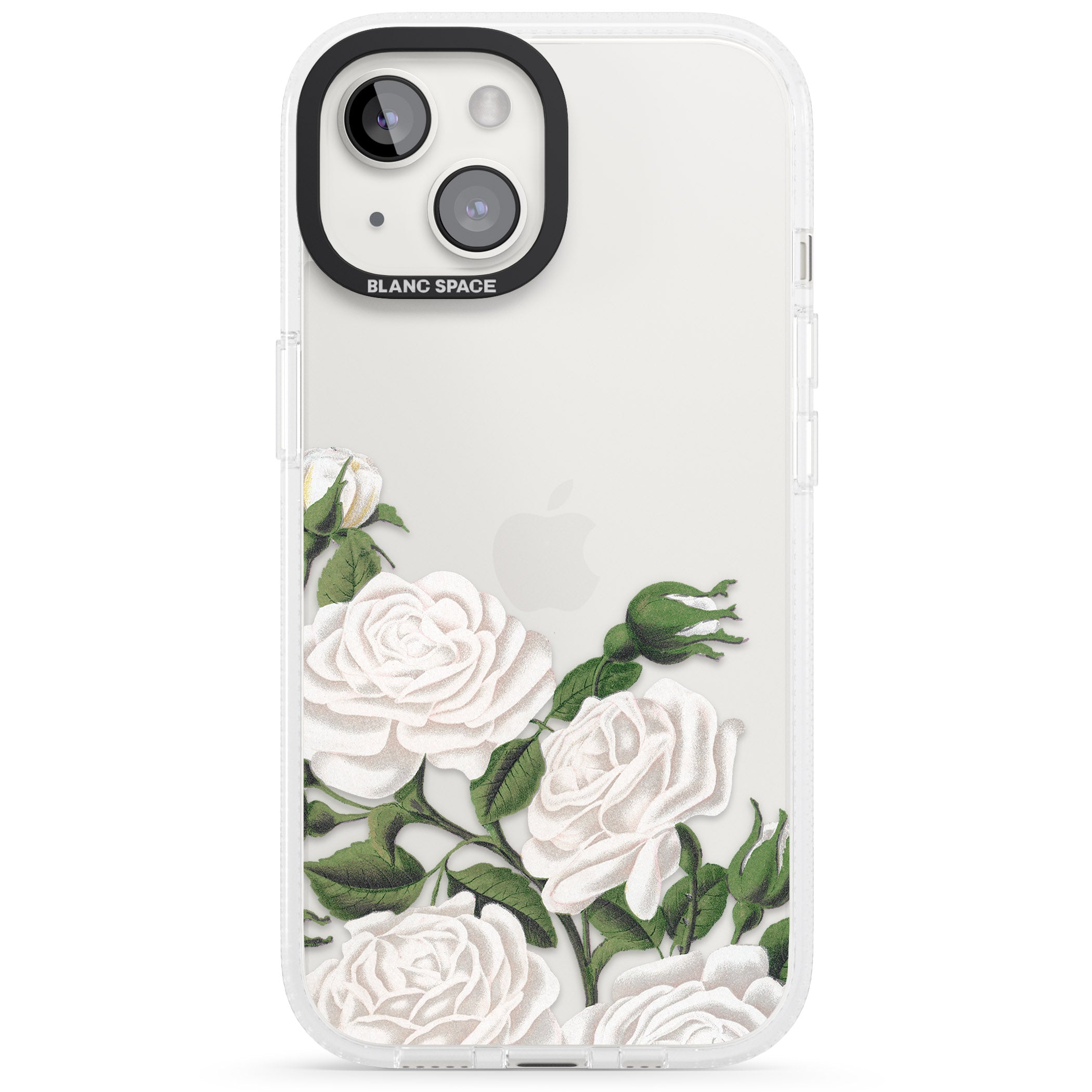 White Vintage Painted Flowers iPhone 15 / 14 / 13 Clear Case Impact Air - Blanc Space