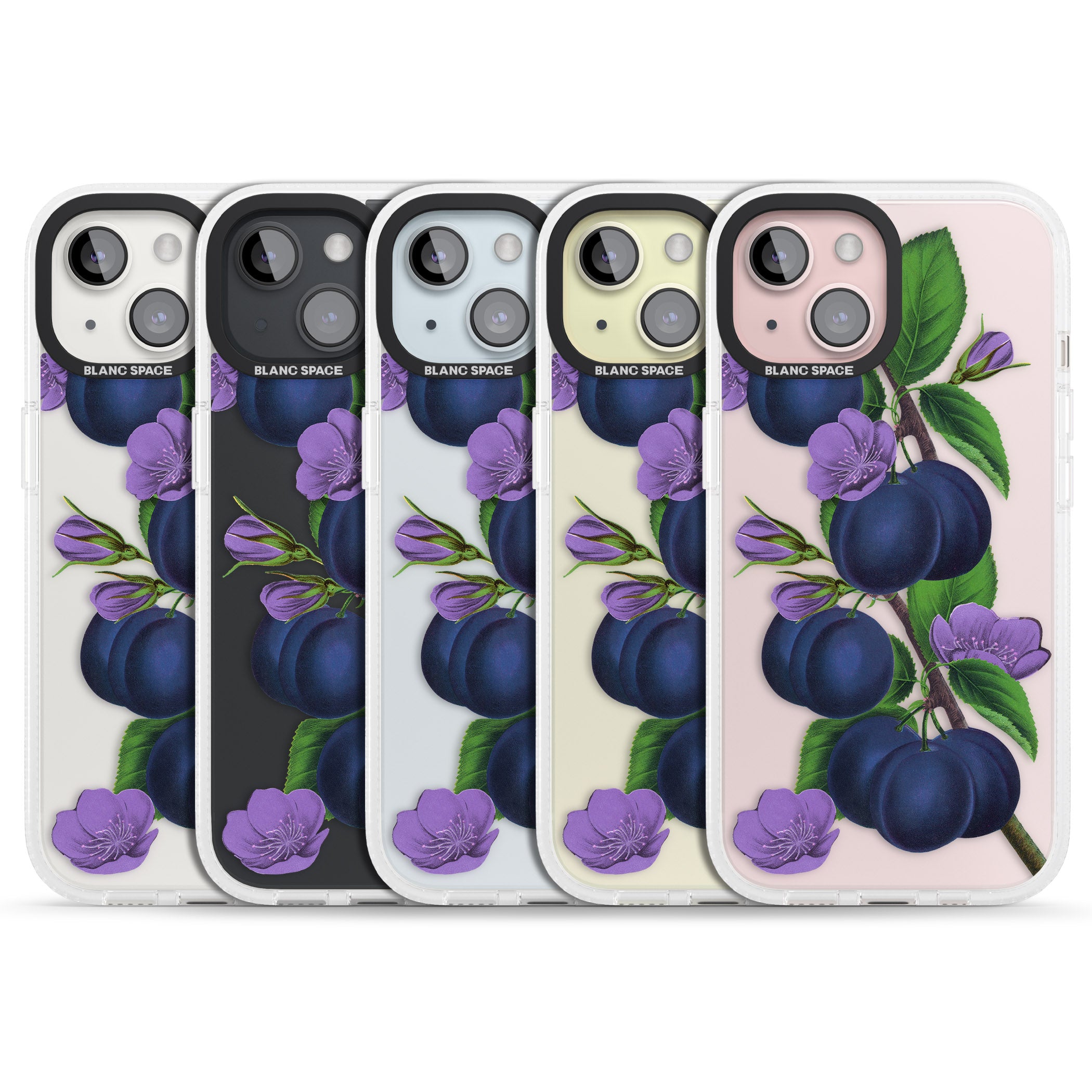 Vintage Painted Plums iPhone 15 / 14 / 13 Clear Case Impact Air - Blanc Space