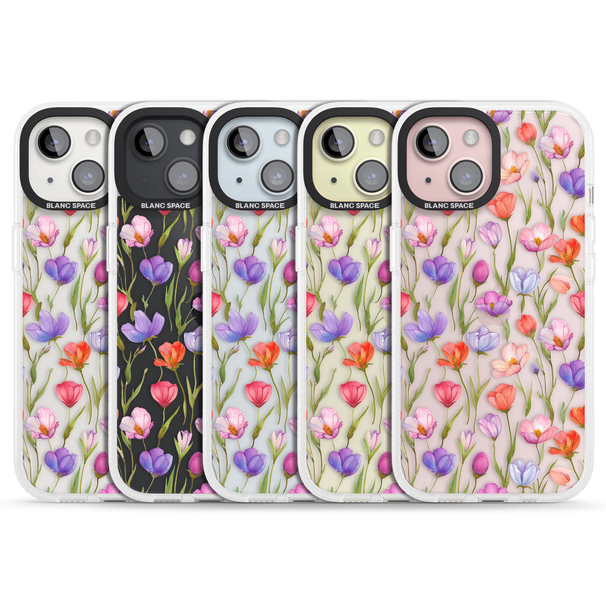 Red, Pink & Purple Flowers iPhone 15 / 14 / 13 Clear Case Impact Air - Blanc Space