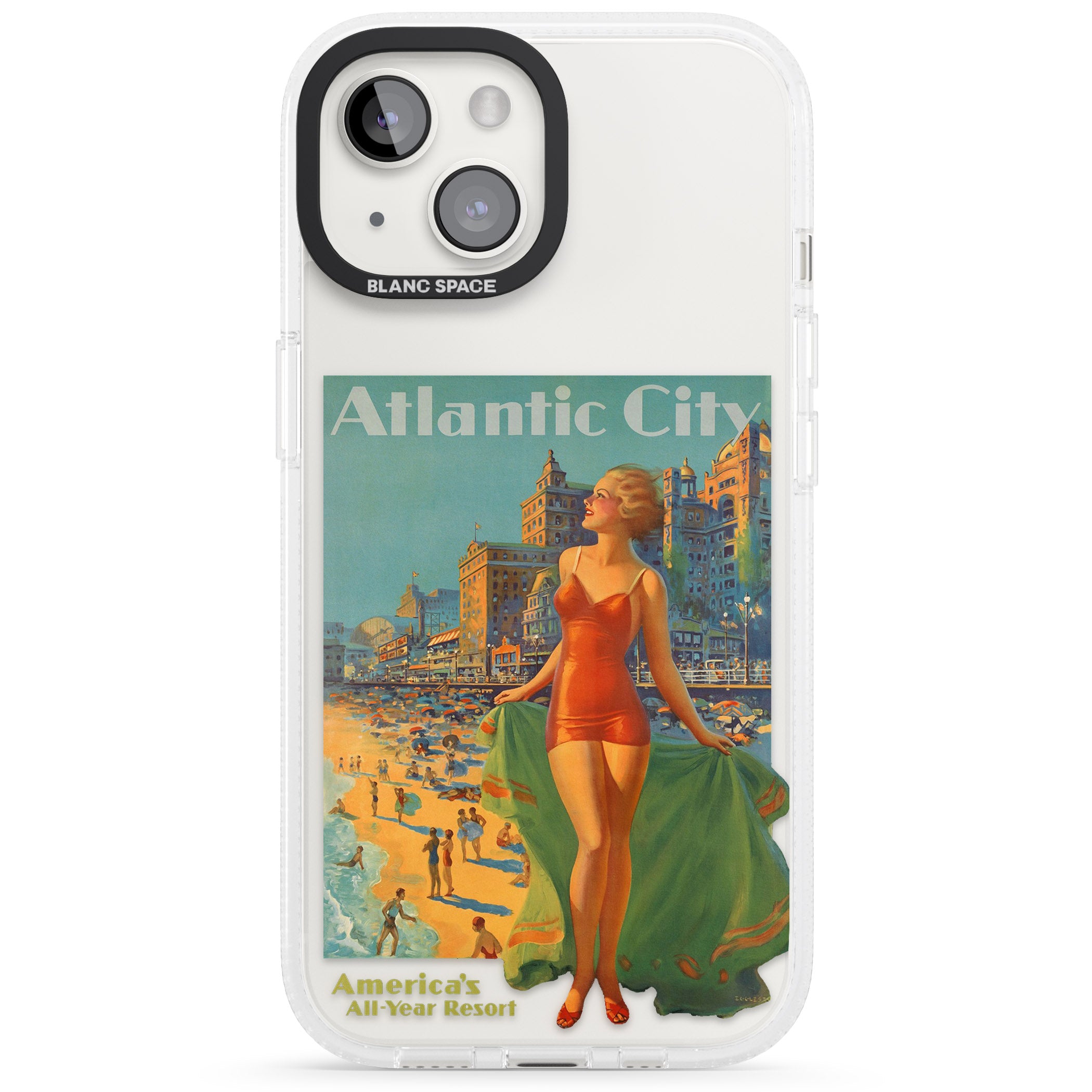 Atlantic City Vacation Poster iPhone 15 / 14 / 13 Clear Case Impact Air - Blanc Space