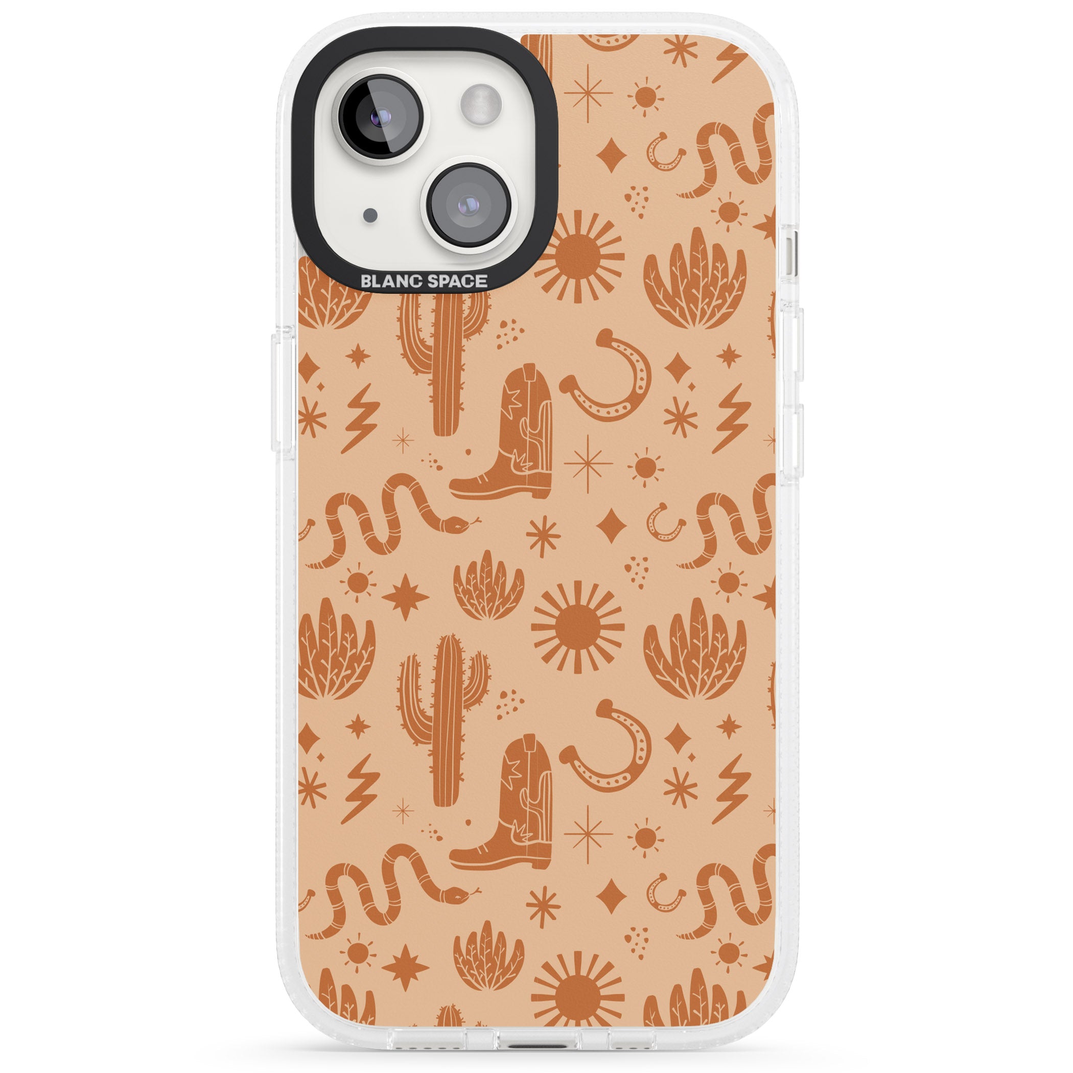 Wild West Pattern iPhone 15 / 14 / 13 Clear Case Impact Air - Blanc Space
