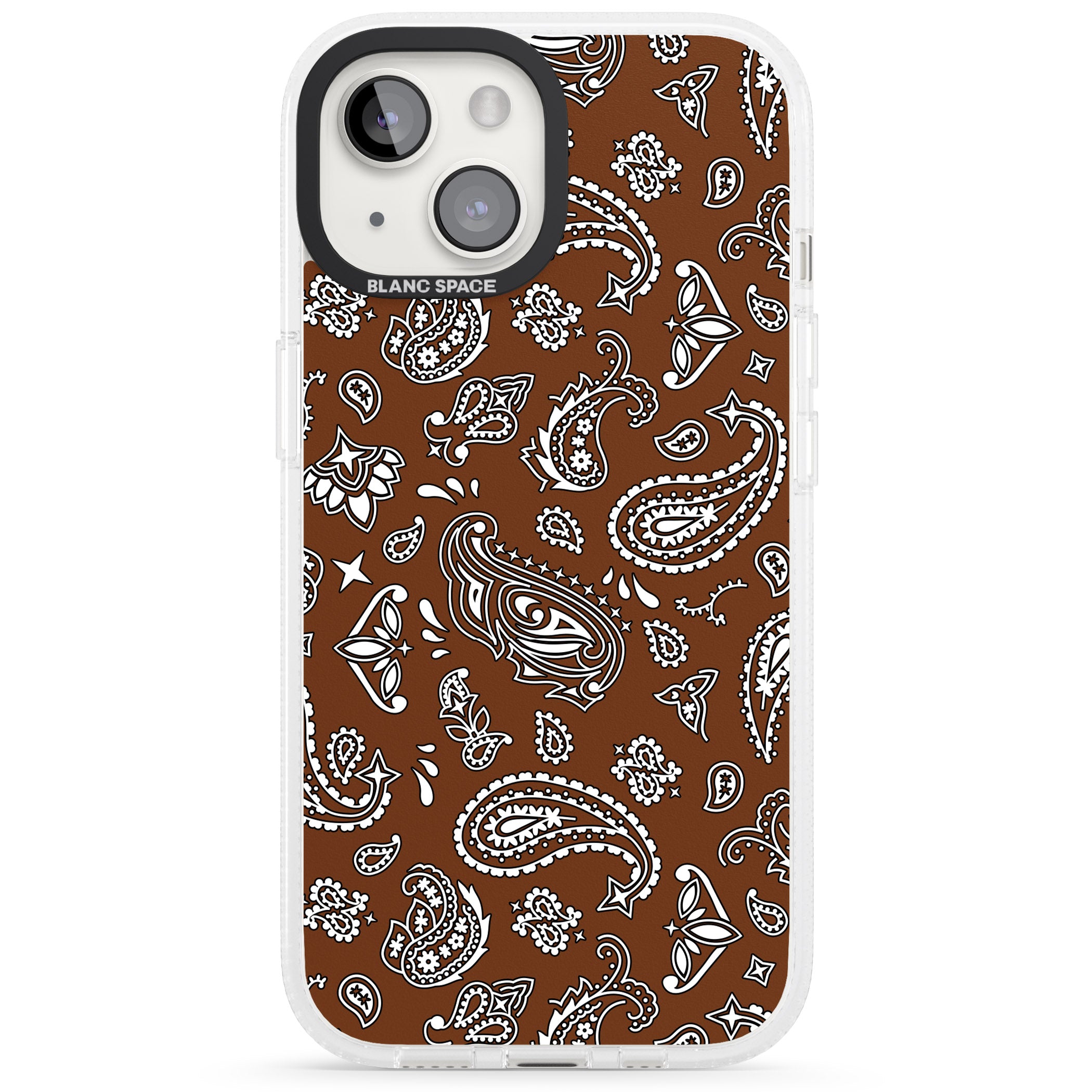 Brown Bandana iPhone 15 / 14 / 13 Clear Case Impact Air - Blanc Space