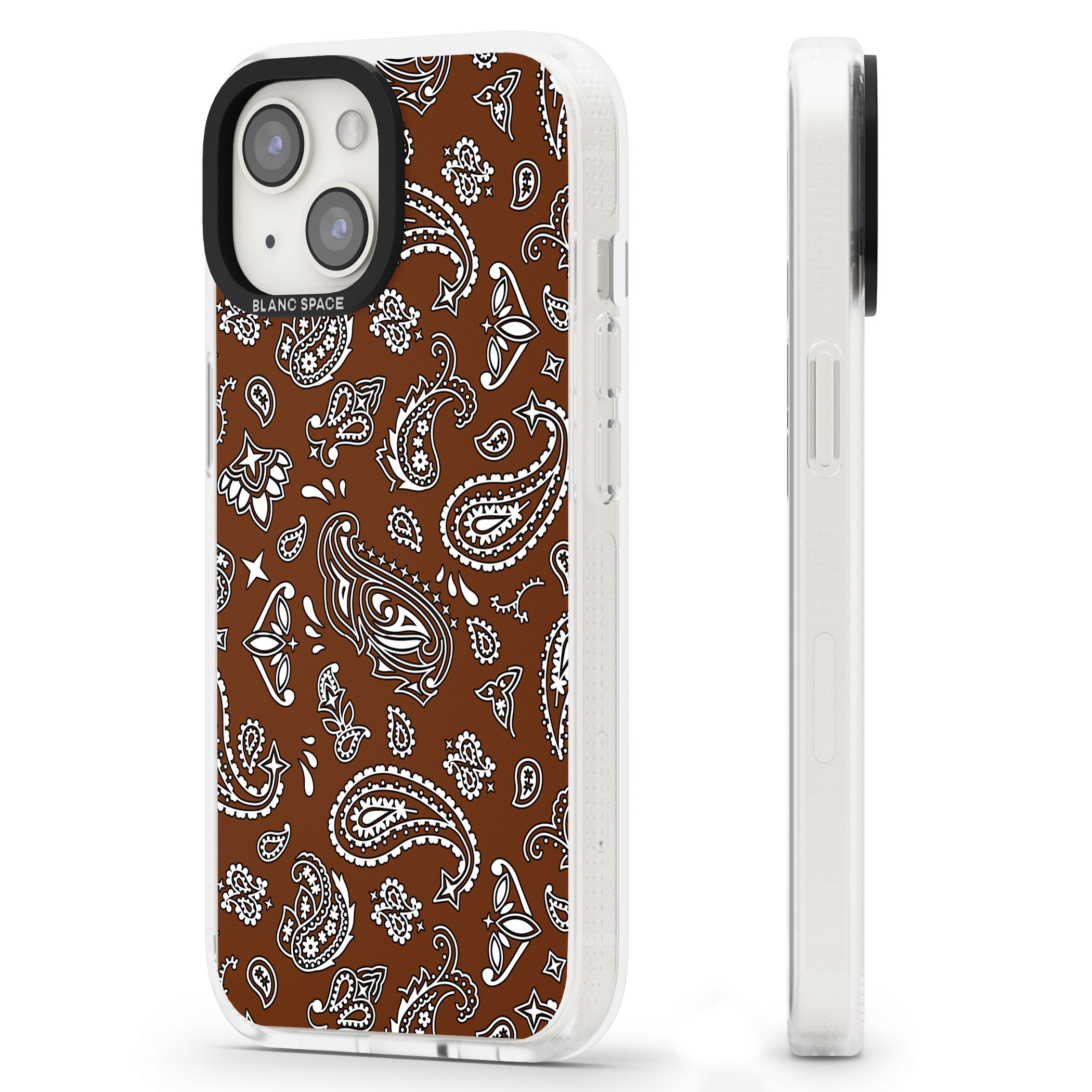 Brown Bandana iPhone 15 / 14 / 13 Clear Case Impact Air - Blanc Space