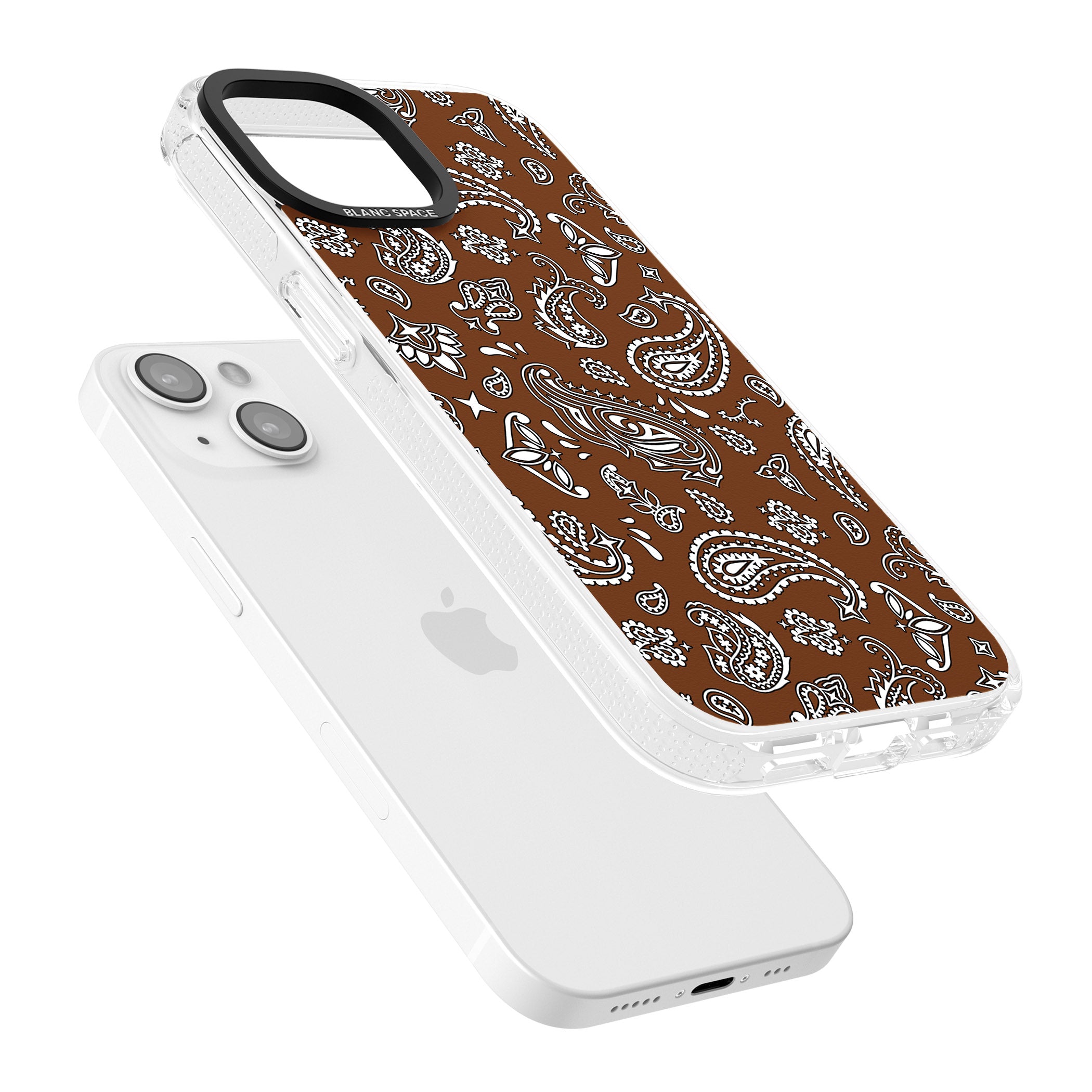 Brown Bandana iPhone 15 / 14 / 13 Clear Case Impact Air - Blanc Space