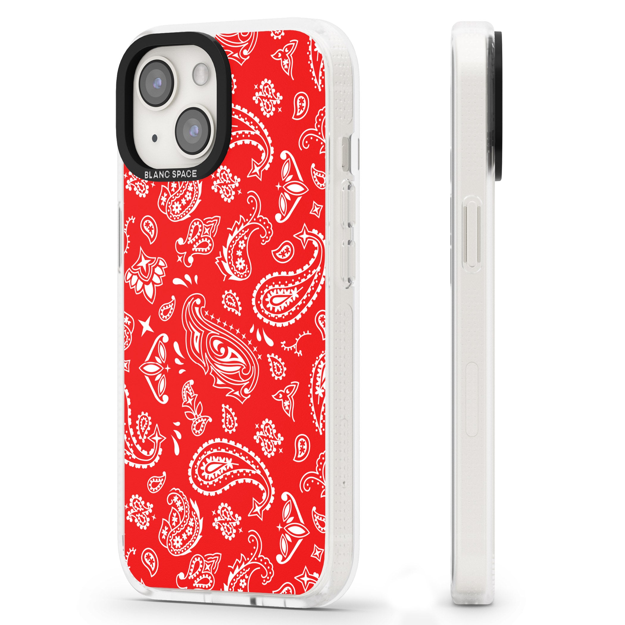 Red Bandana iPhone 15 / 14 / 13 Clear Case Impact Air - Blanc Space