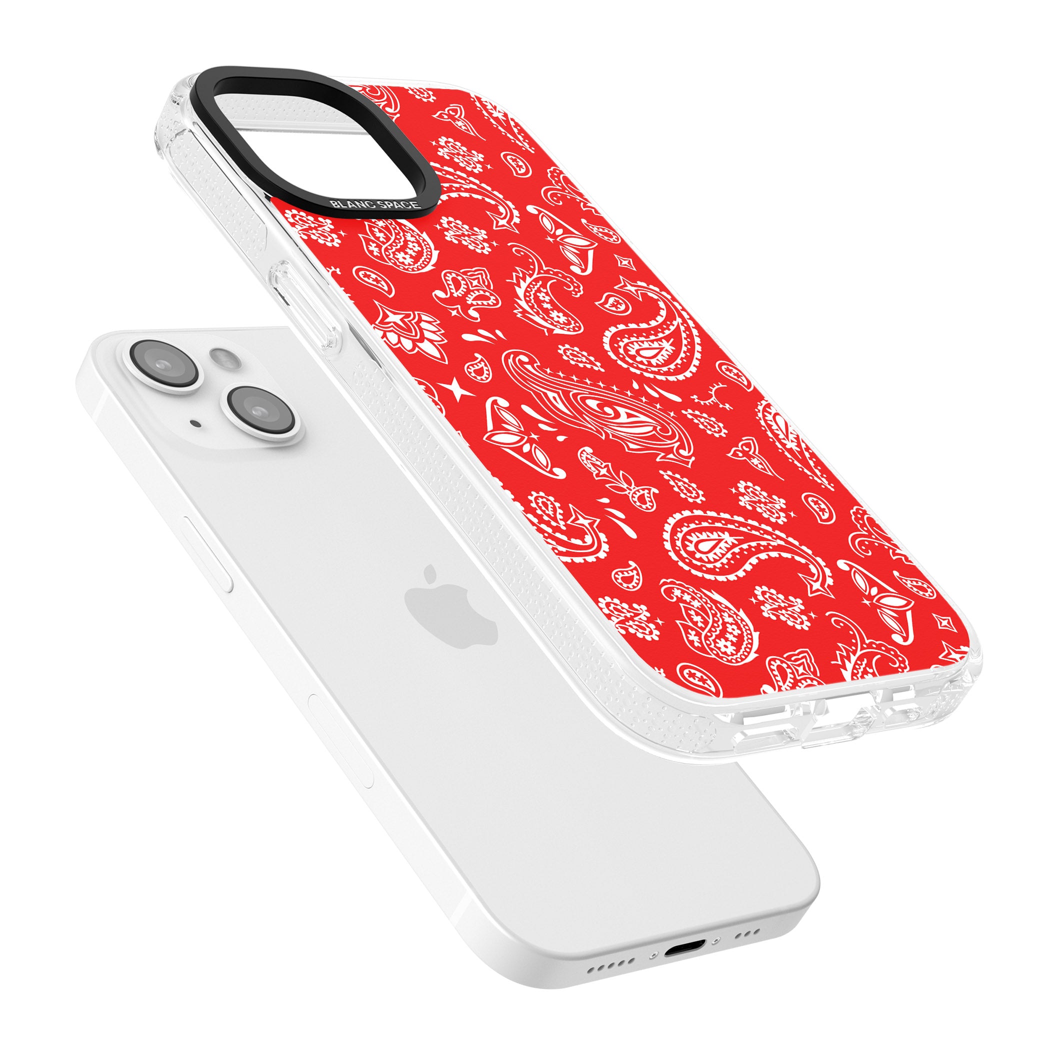 Red Bandana iPhone 15 / 14 / 13 Clear Case Impact Air - Blanc Space