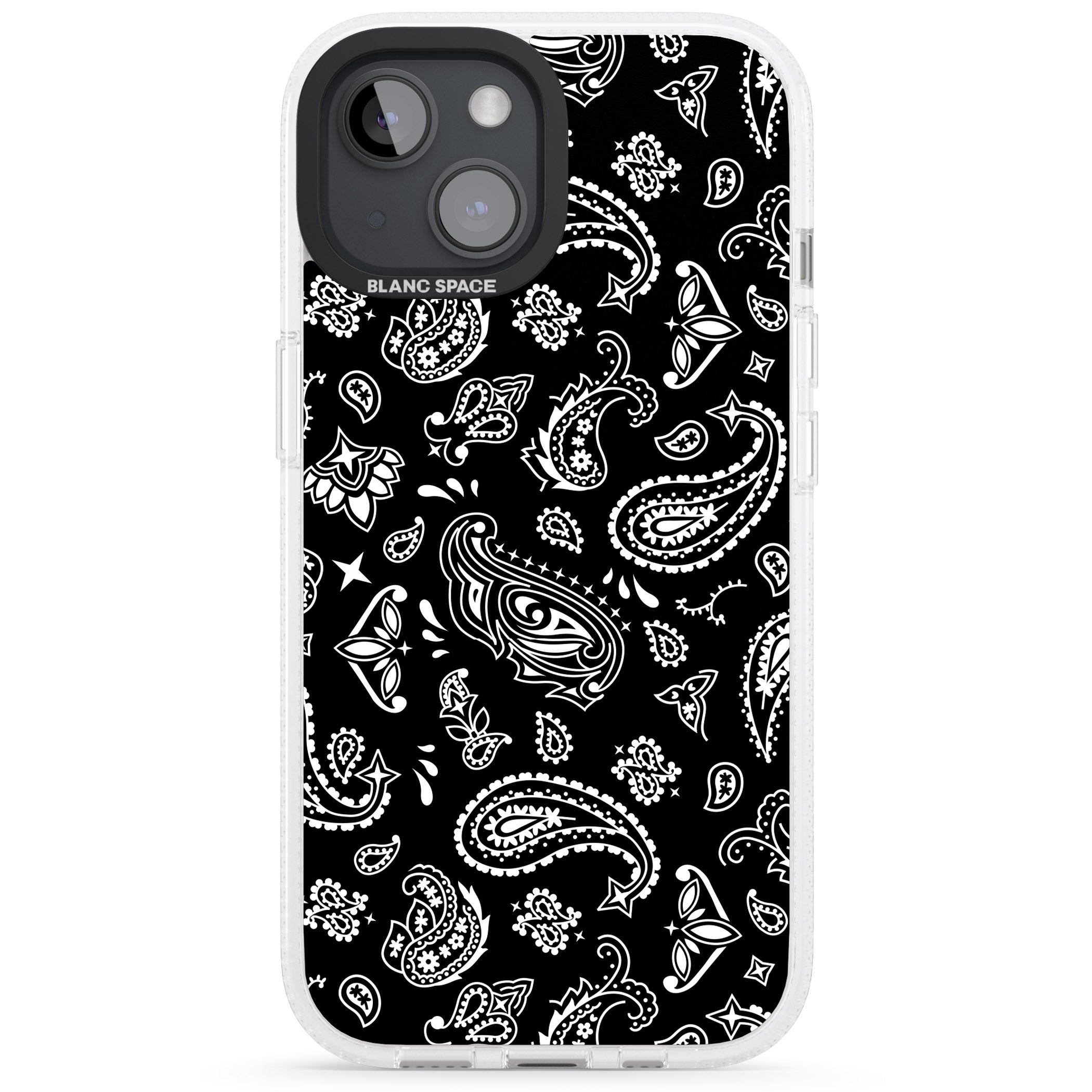 Black Bandana iPhone 15 / 14 / 13 Clear Case Impact Air - Blanc Space