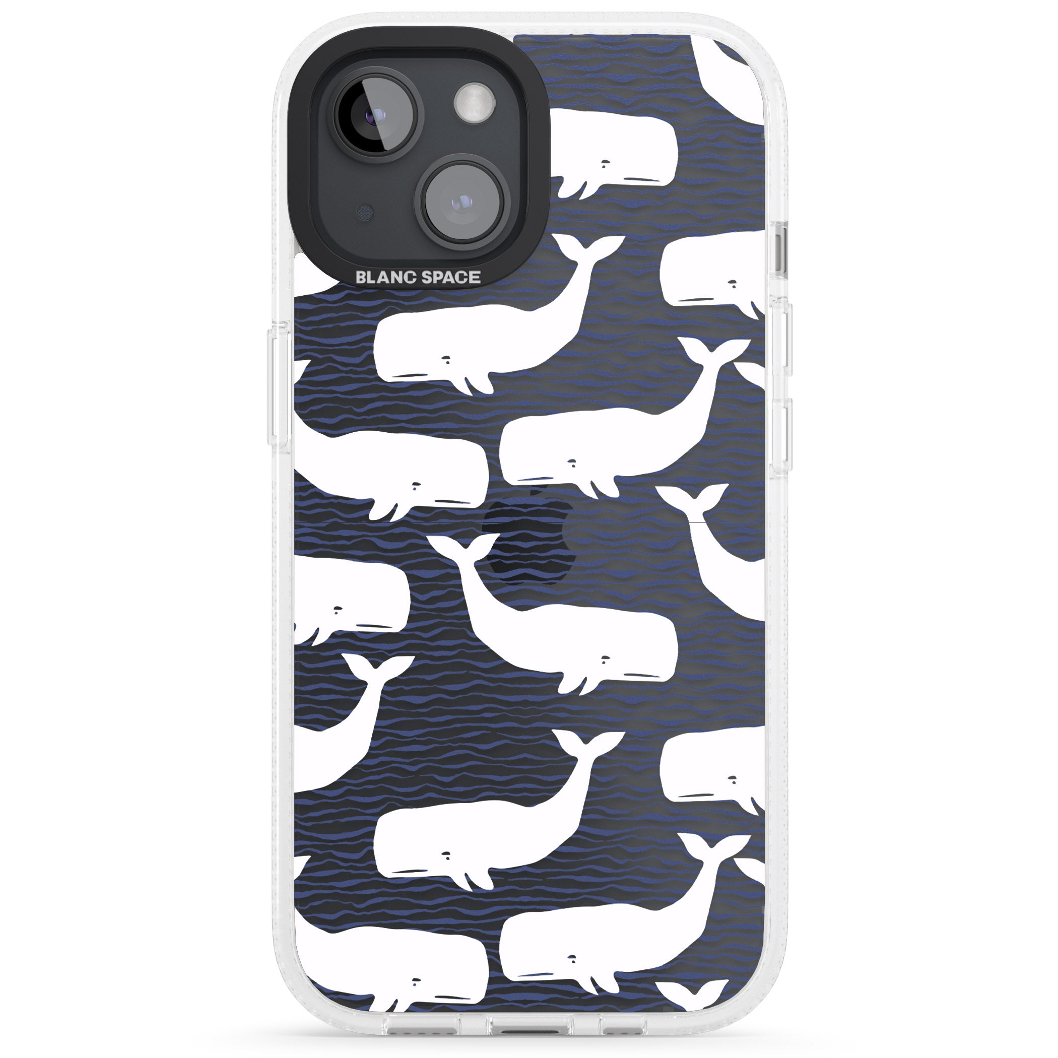 Cute Whales (Transparent) iPhone 15 / 14 / 13 Clear Case Impact Air - Blanc Space