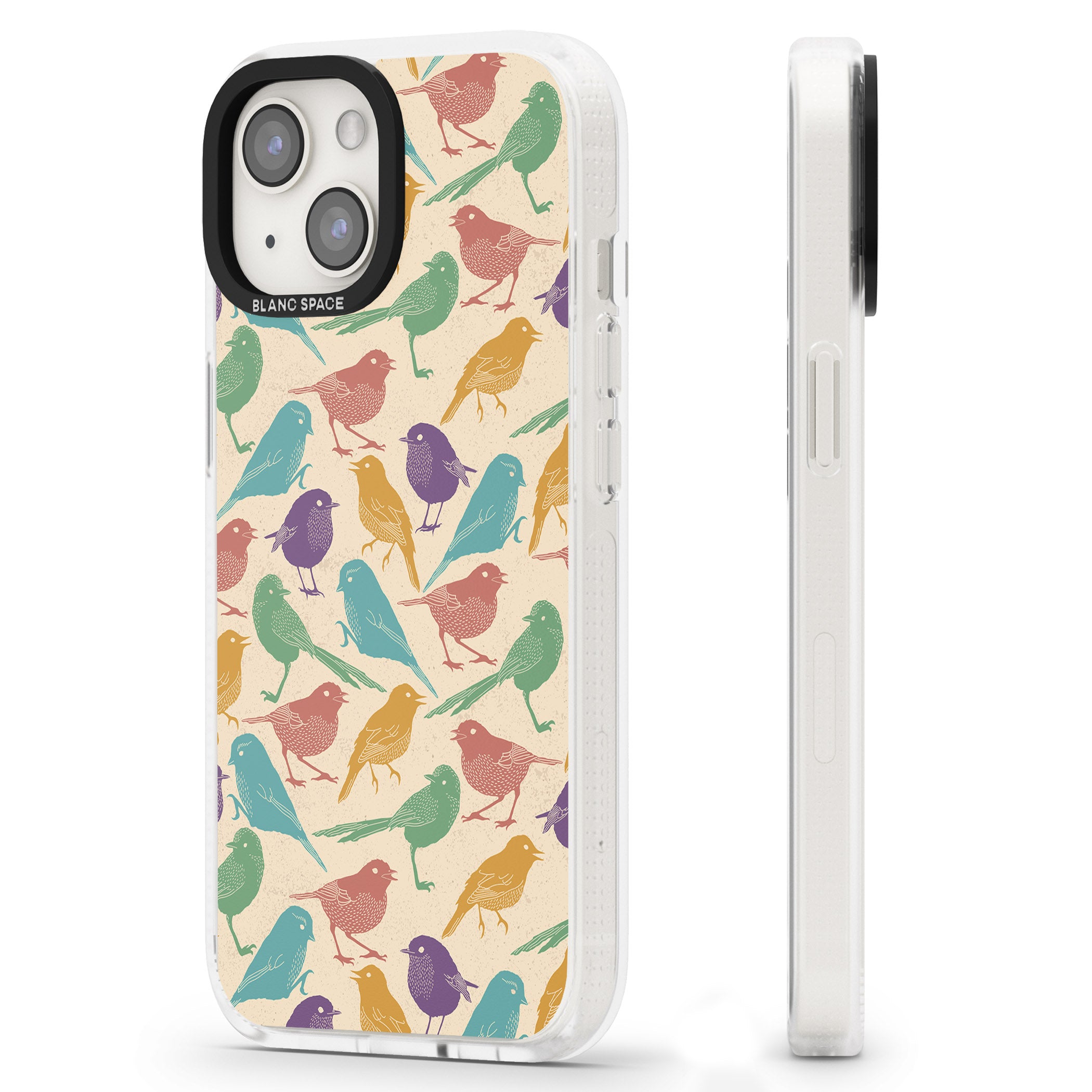 Colourful Feathered Friends Bird iPhone 15 / 14 / 13 Clear Case Impact Air - Blanc Space