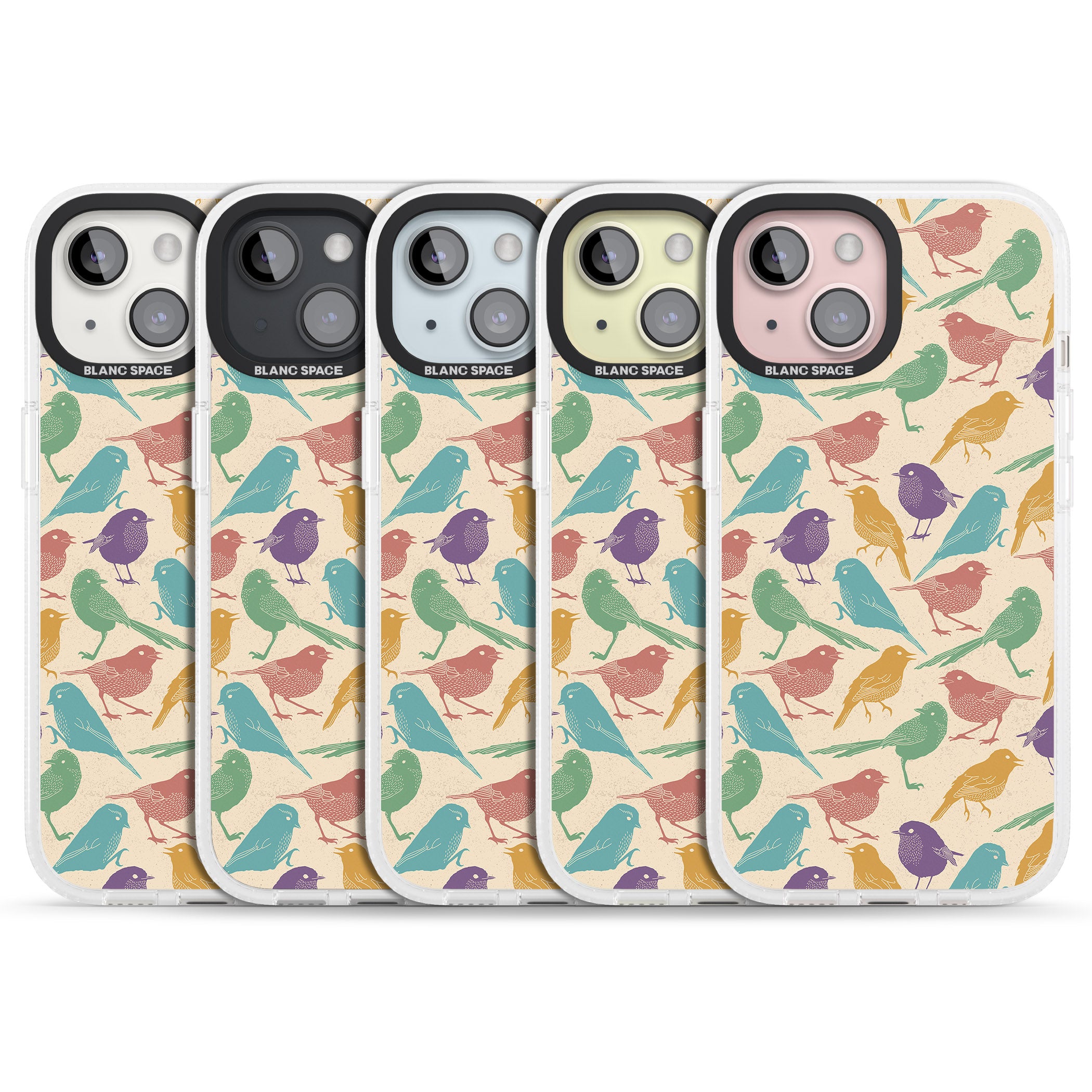 Colourful Feathered Friends Bird iPhone 15 / 14 / 13 Clear Case Impact Air - Blanc Space