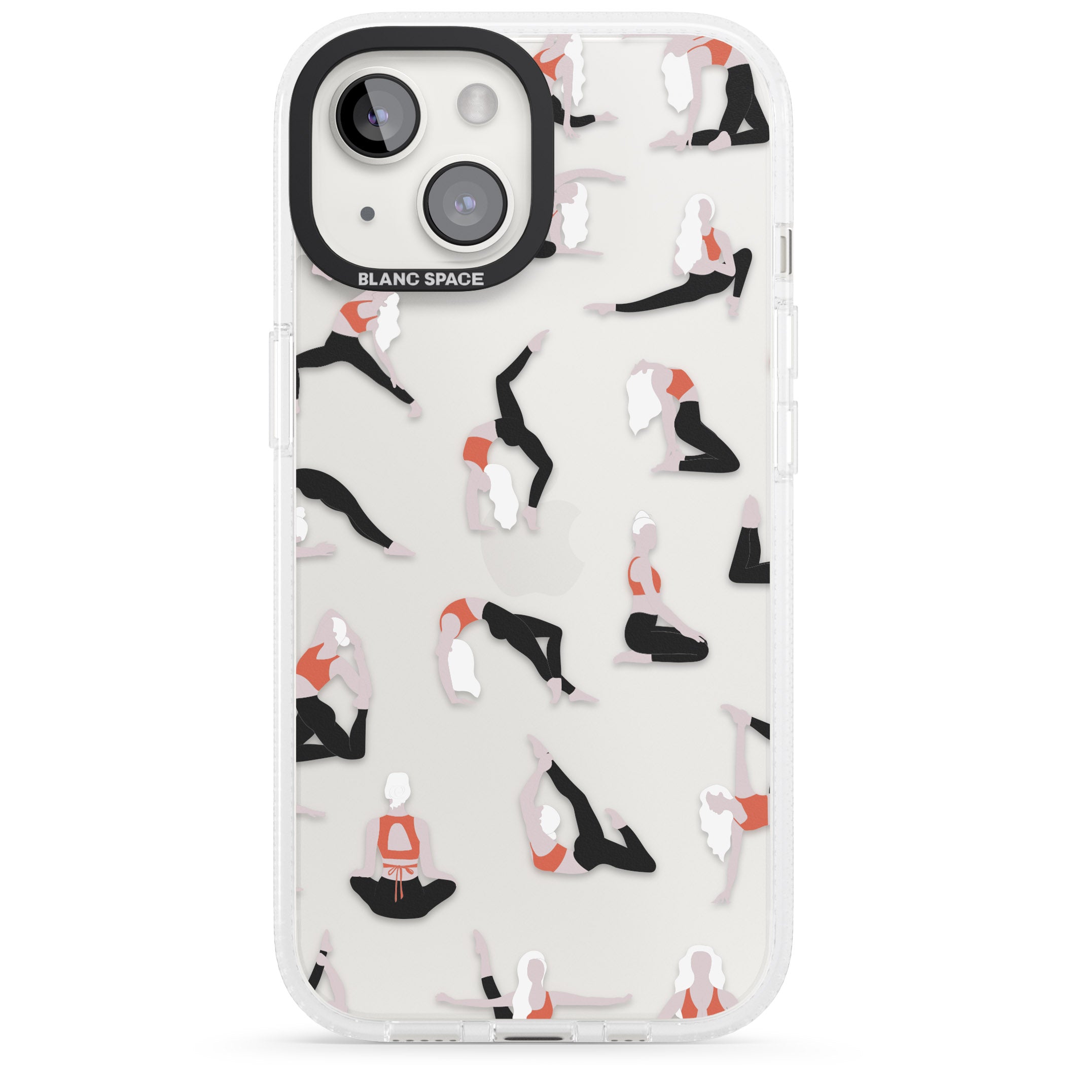Yoga Poses Clear iPhone 15 / 14 / 13 Clear Case Impact Air - Blanc Space