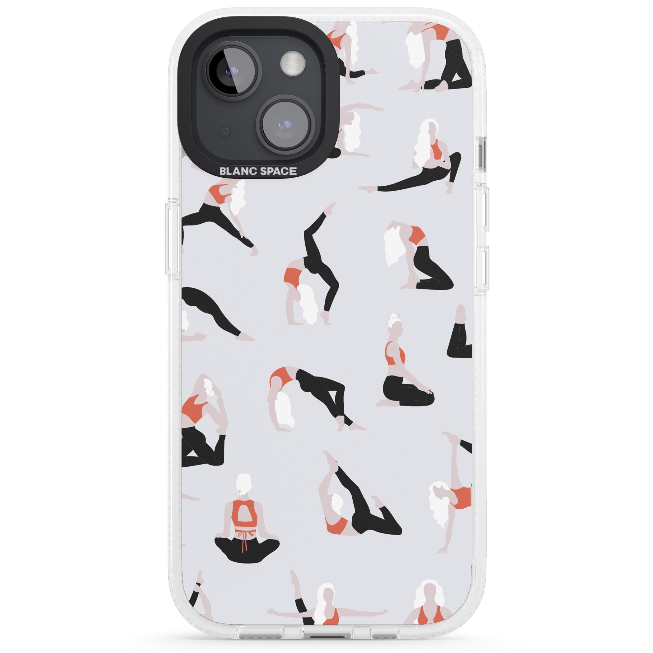 Yoga Poses iPhone 15 / 14 / 13 Clear Case Impact Air - Blanc Space