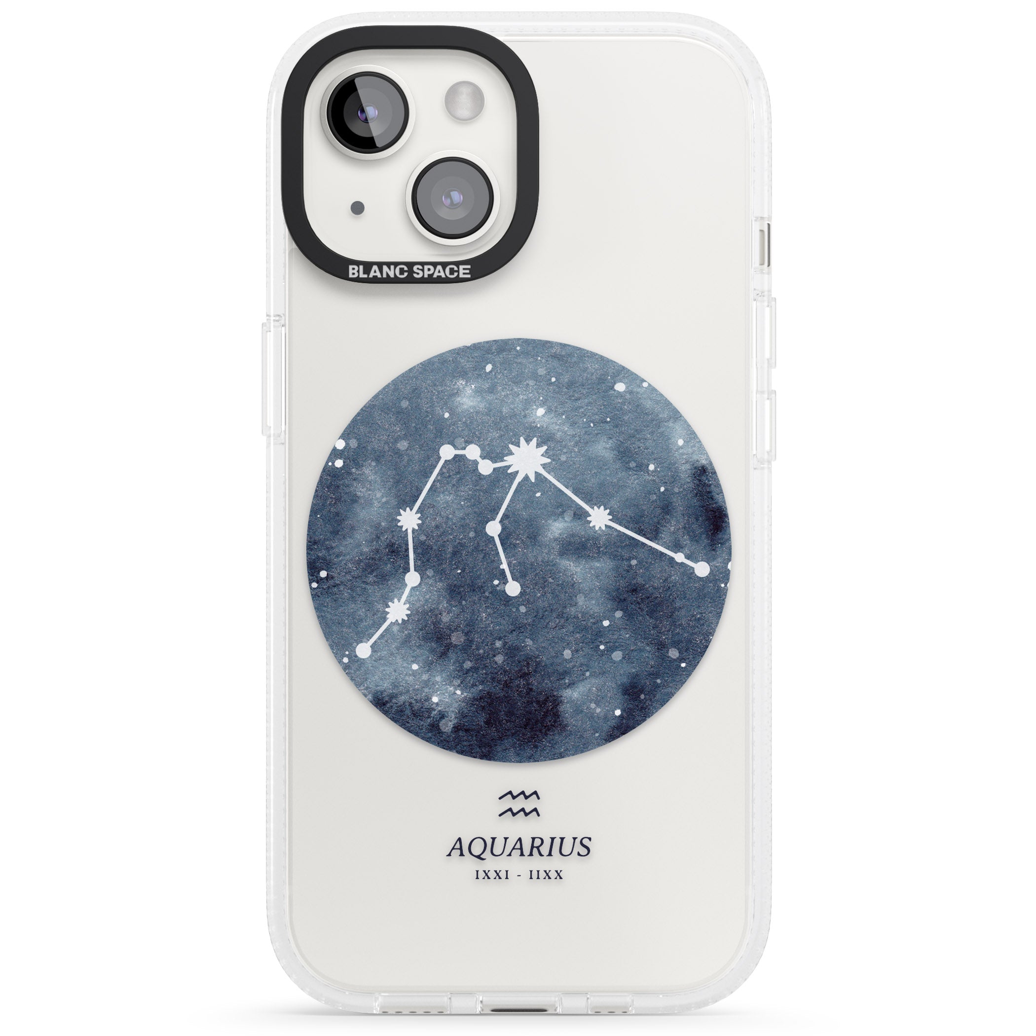Aquarius Zodiac Transparent Design - Blue iPhone 15 / 14 / 13 Clear Case Impact Air - Blanc Space