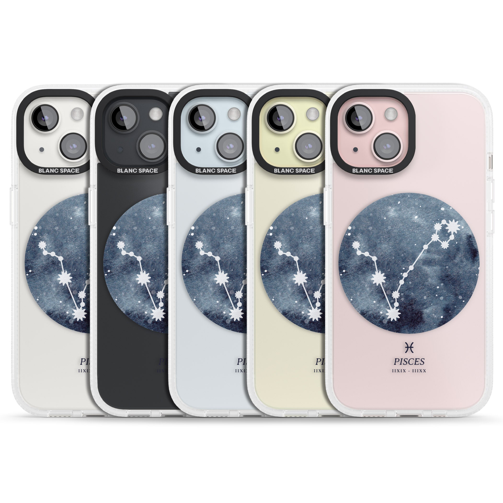 Pisces Zodiac Transparent Design - Blue iPhone 15 / 14 / 13 Clear Case Impact Air - Blanc Space