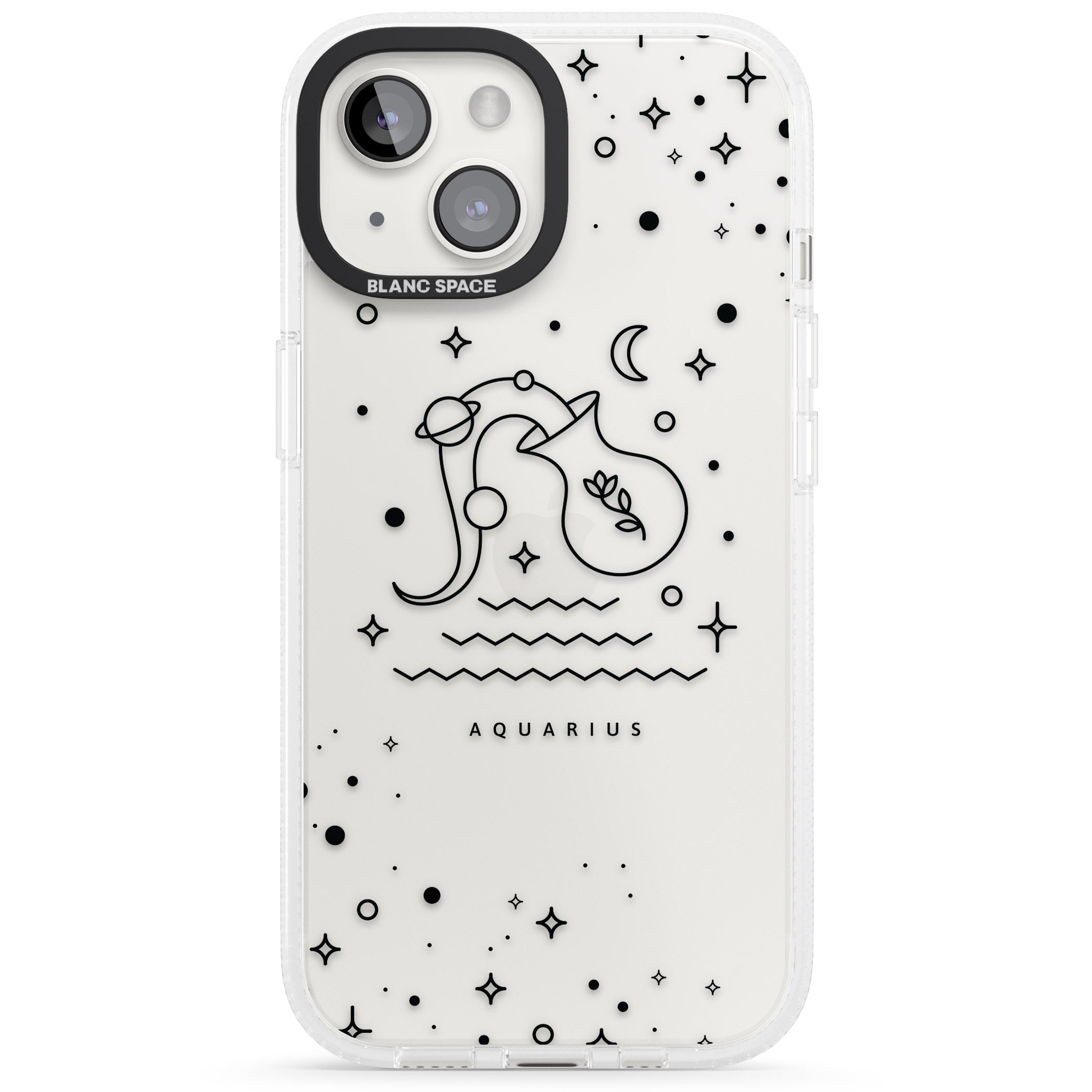 Aquarius Emblem - Transparent Design iPhone 15 / 14 / 13 Clear Case Impact Air - Blanc Space