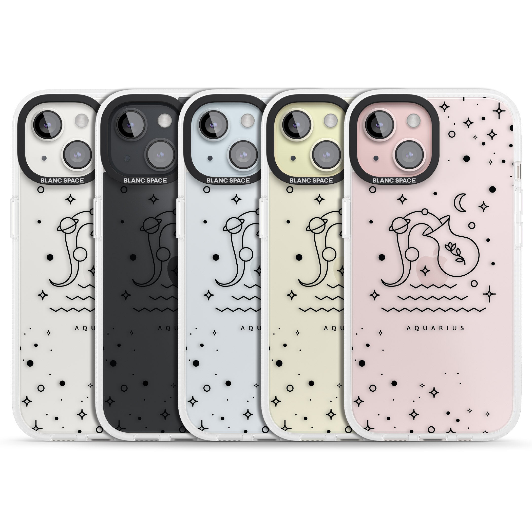 Aquarius Emblem - Transparent Design iPhone 15 / 14 / 13 Clear Case Impact Air - Blanc Space