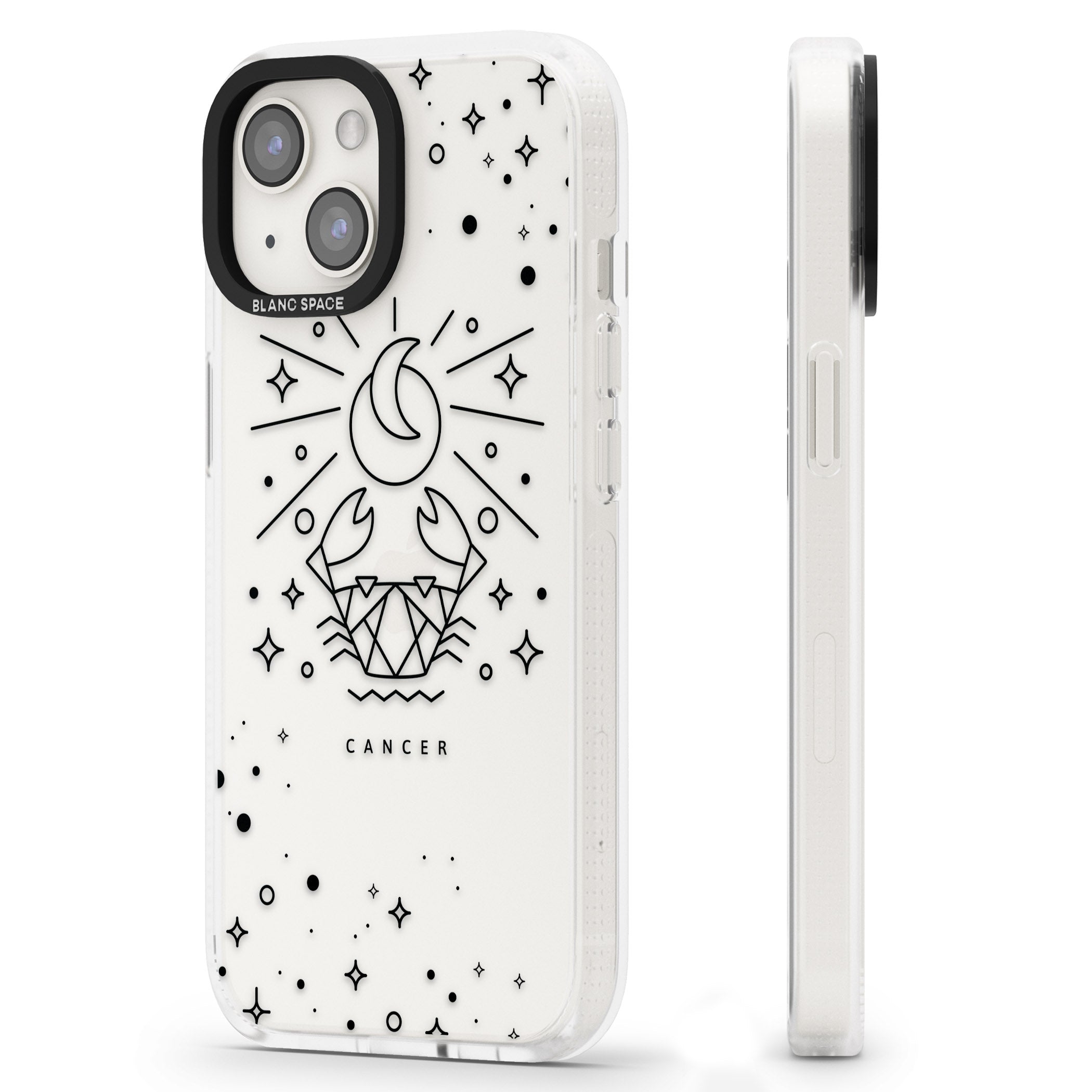 Cancer Emblem - Transparent Design iPhone 15 / 14 / 13 Clear Case Impact Air - Blanc Space