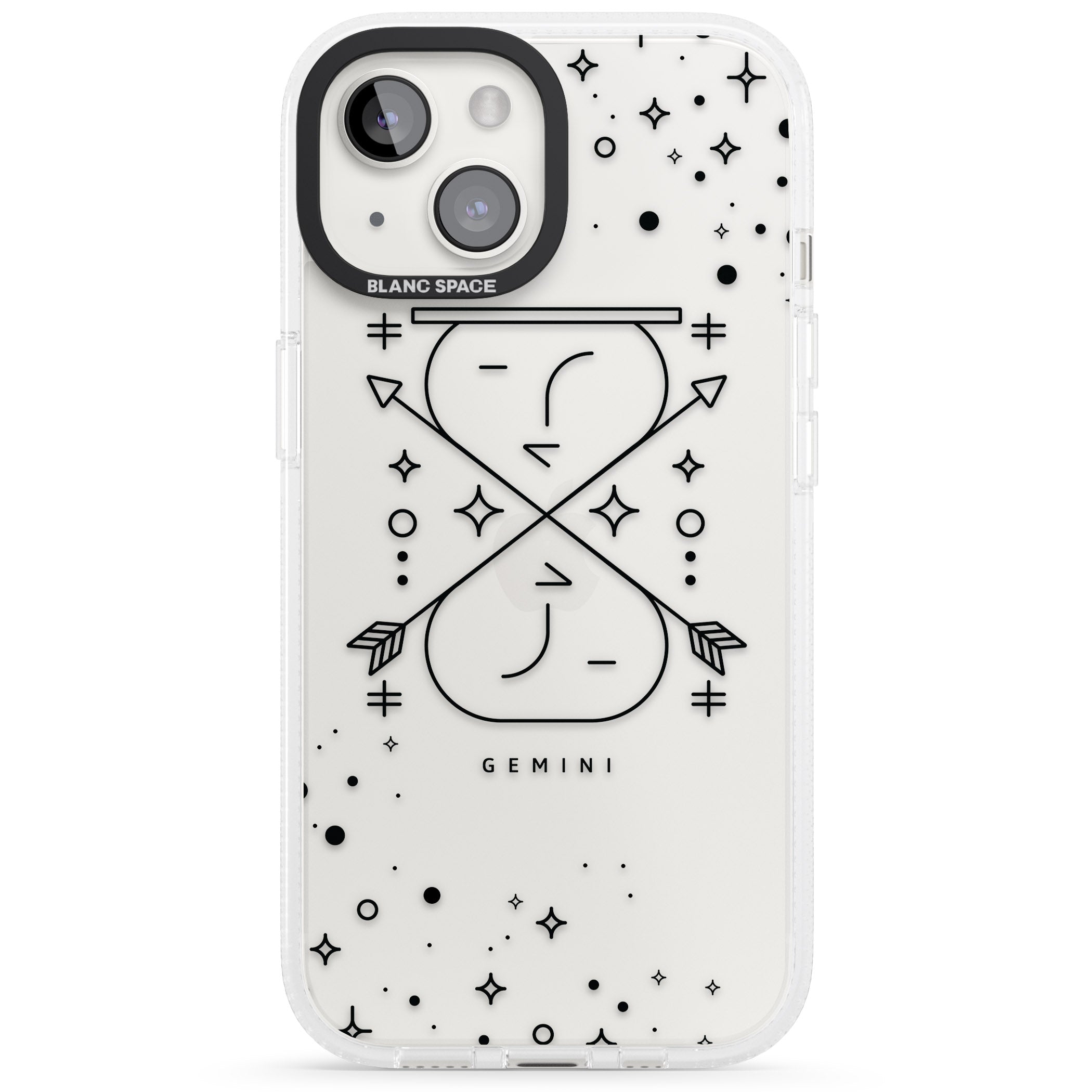 Gemini Emblem - Transparent Design iPhone 15 / 14 / 13 Clear Case Impact Air - Blanc Space