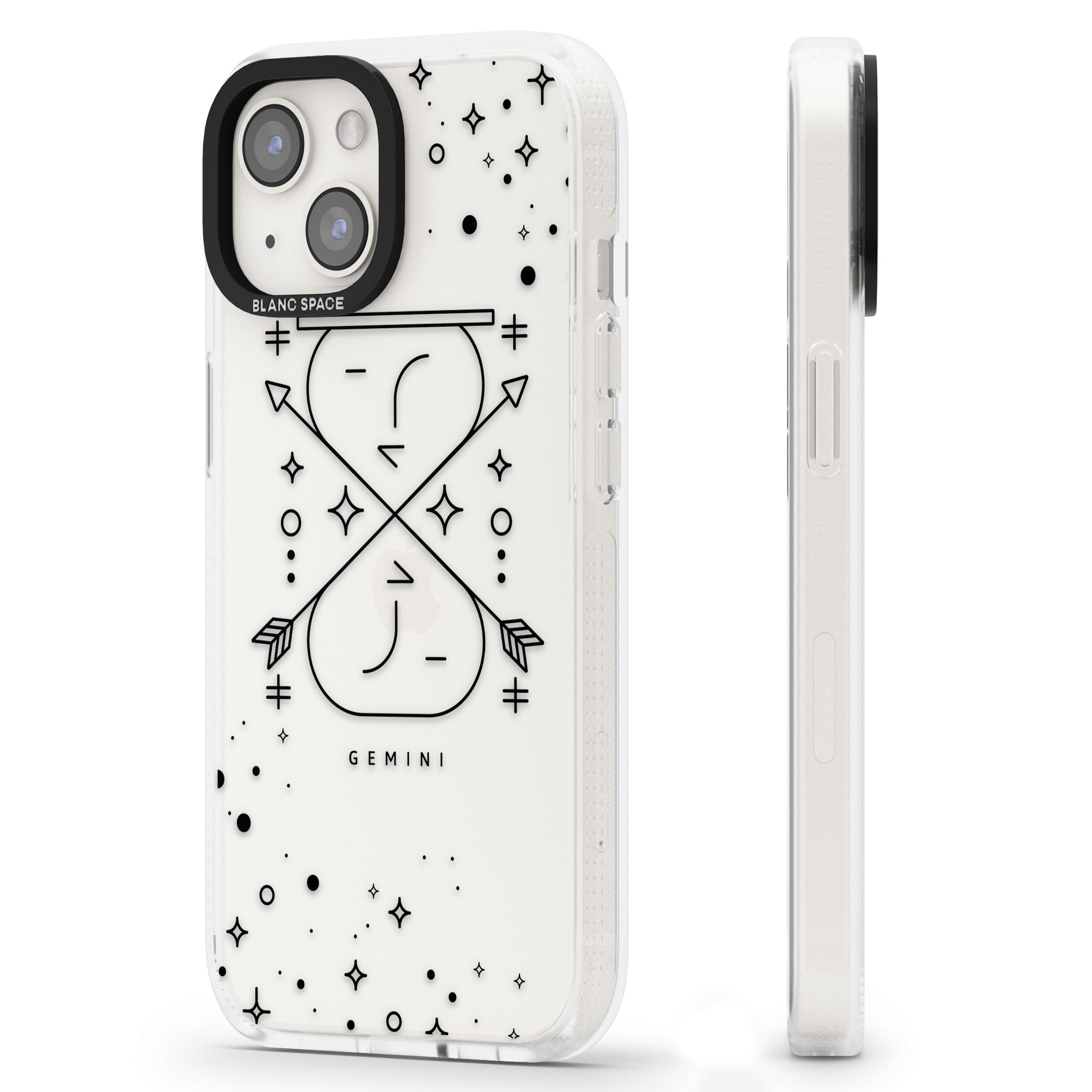 Gemini Emblem - Transparent Design iPhone 15 / 14 / 13 Clear Case Impact Air - Blanc Space