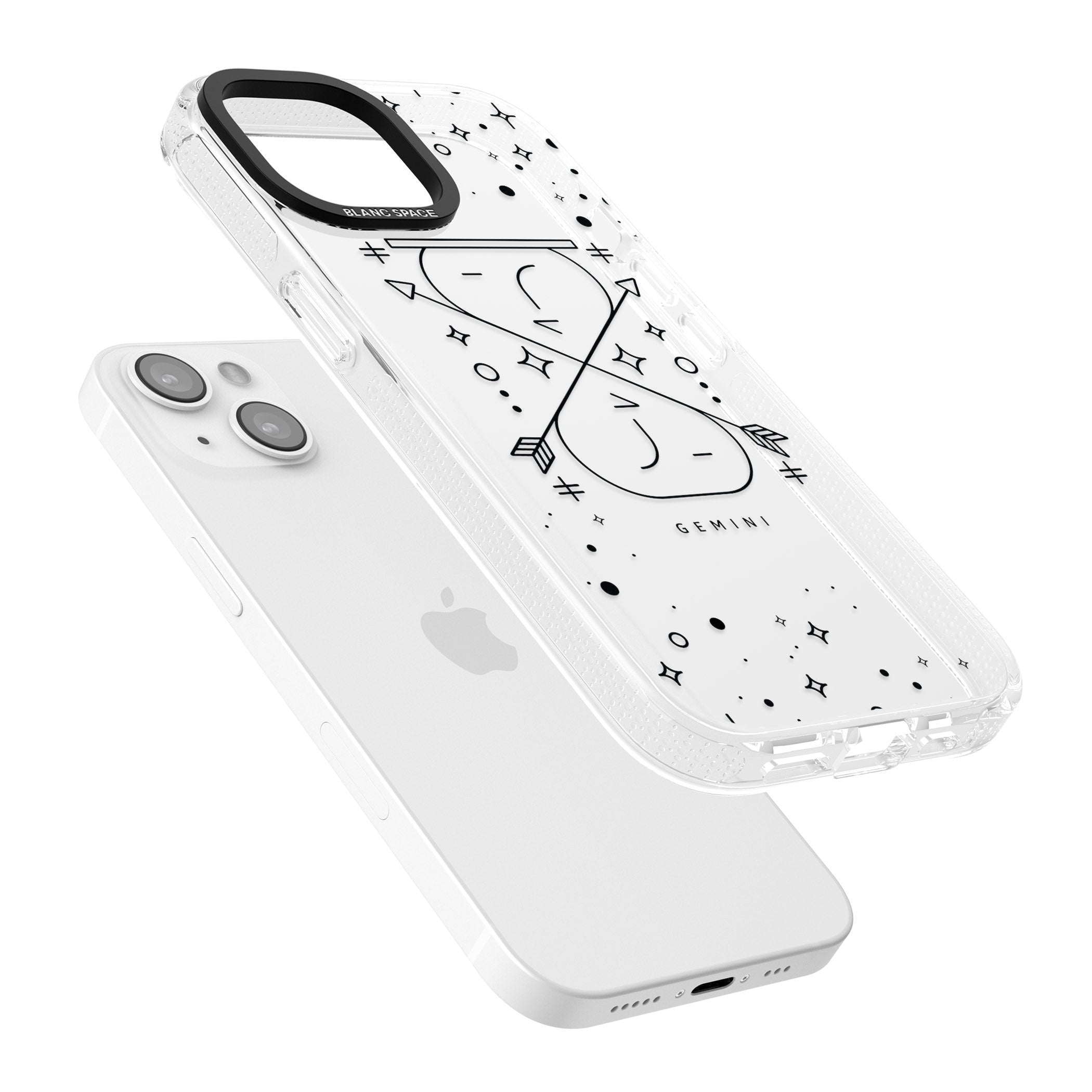 Gemini Emblem - Transparent Design iPhone 15 / 14 / 13 Clear Case Impact Air - Blanc Space