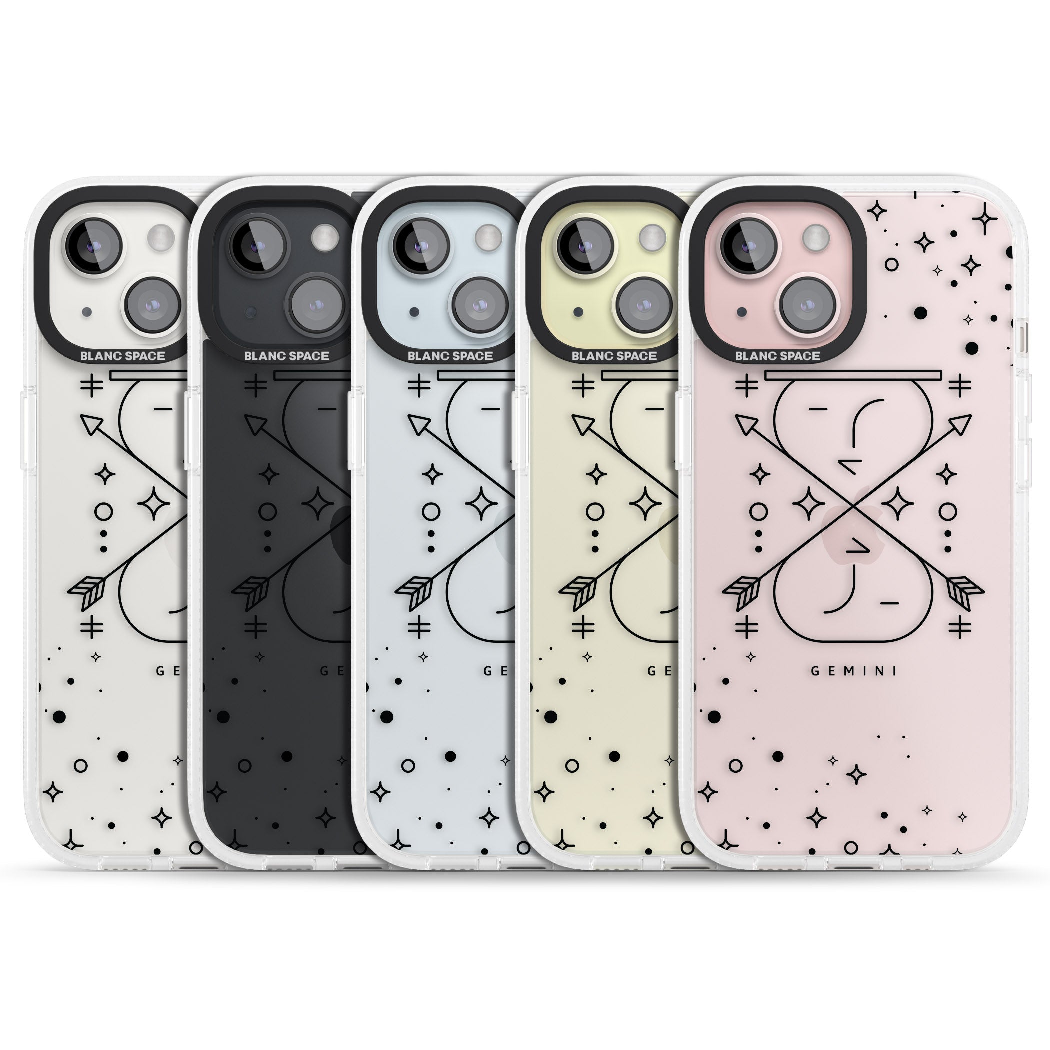 Gemini Emblem - Transparent Design iPhone 15 / 14 / 13 Clear Case Impact Air - Blanc Space
