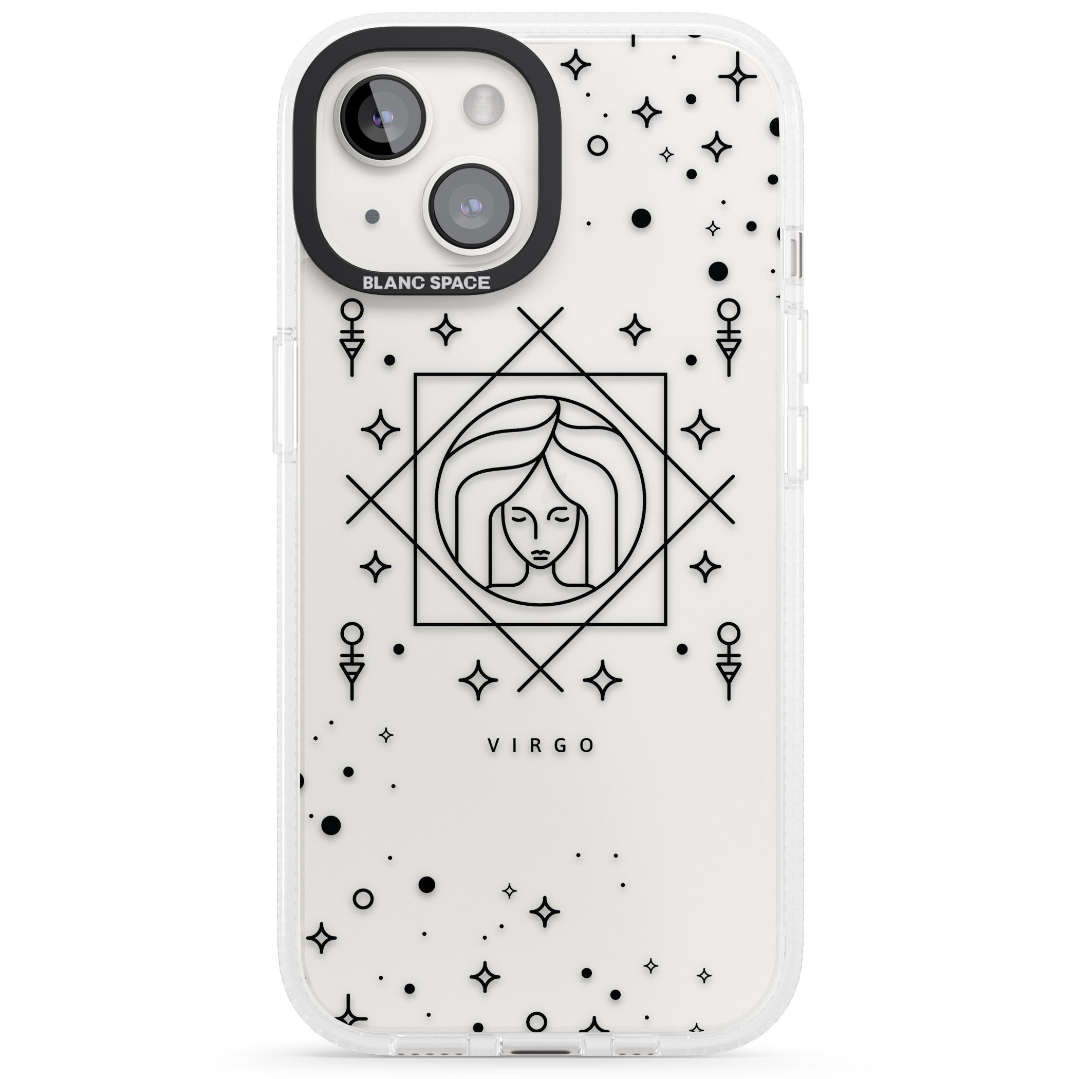 Virgo Emblem - Transparent Design iPhone 15 / 14 / 13 Clear Case Impact Air - Blanc Space