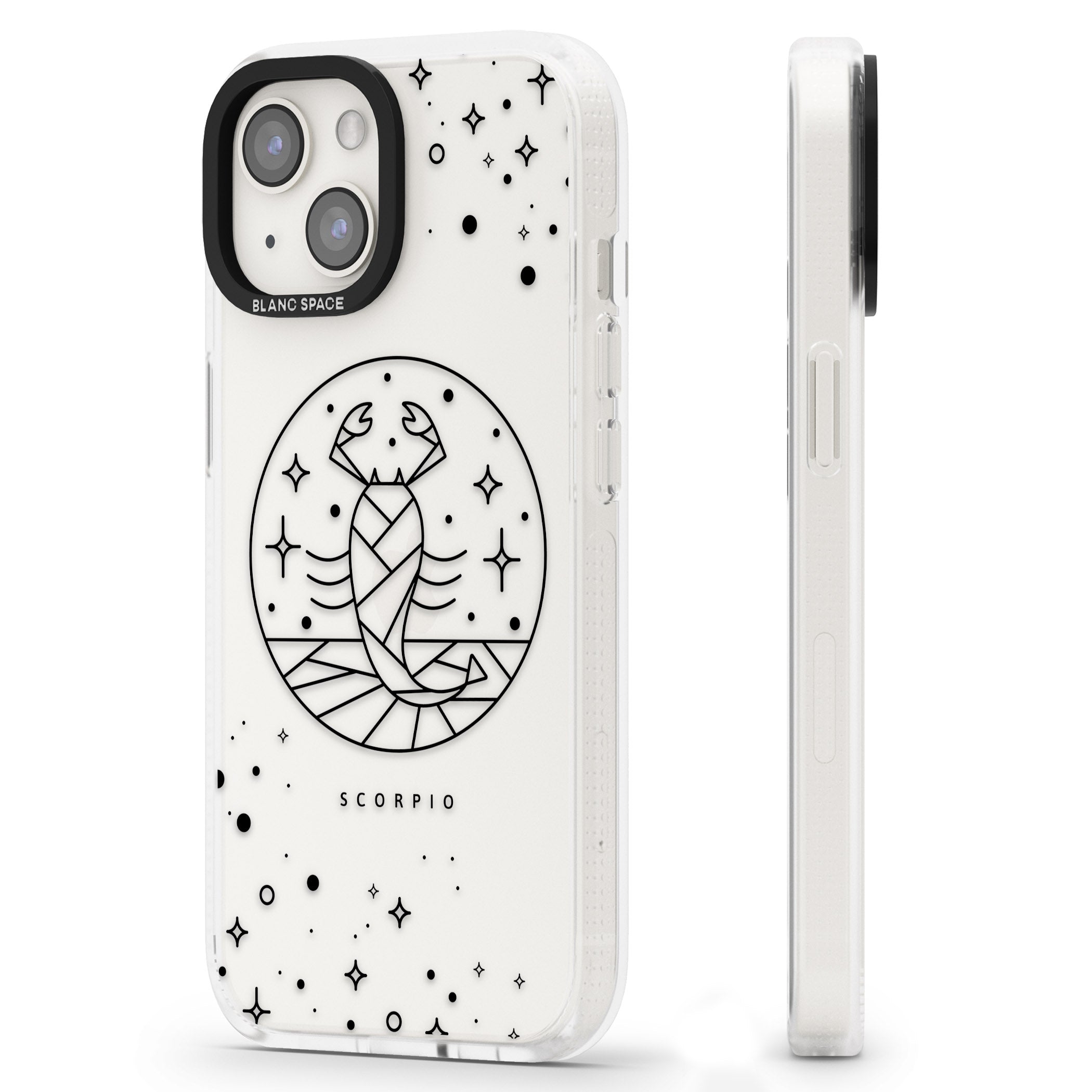 Scorpio Emblem - Transparent Design iPhone 15 / 14 / 13 Clear Case Impact Air - Blanc Space