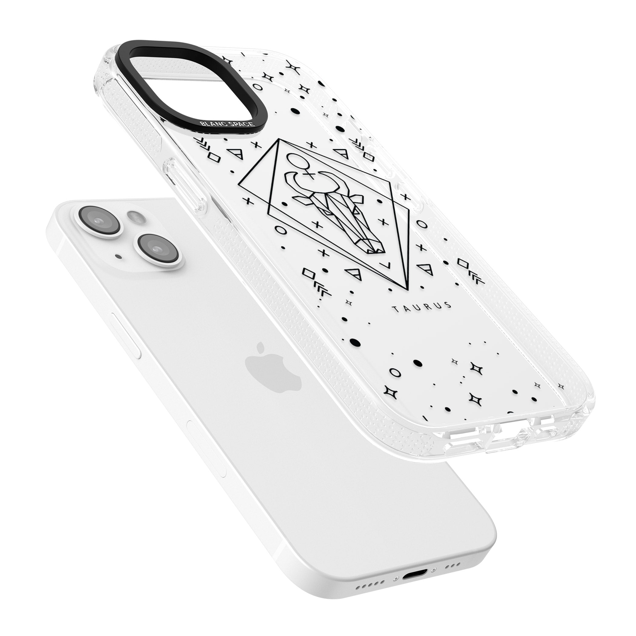 Taurus Emblem - Transparent Design iPhone 15 / 14 / 13 Clear Case Impact Air - Blanc Space