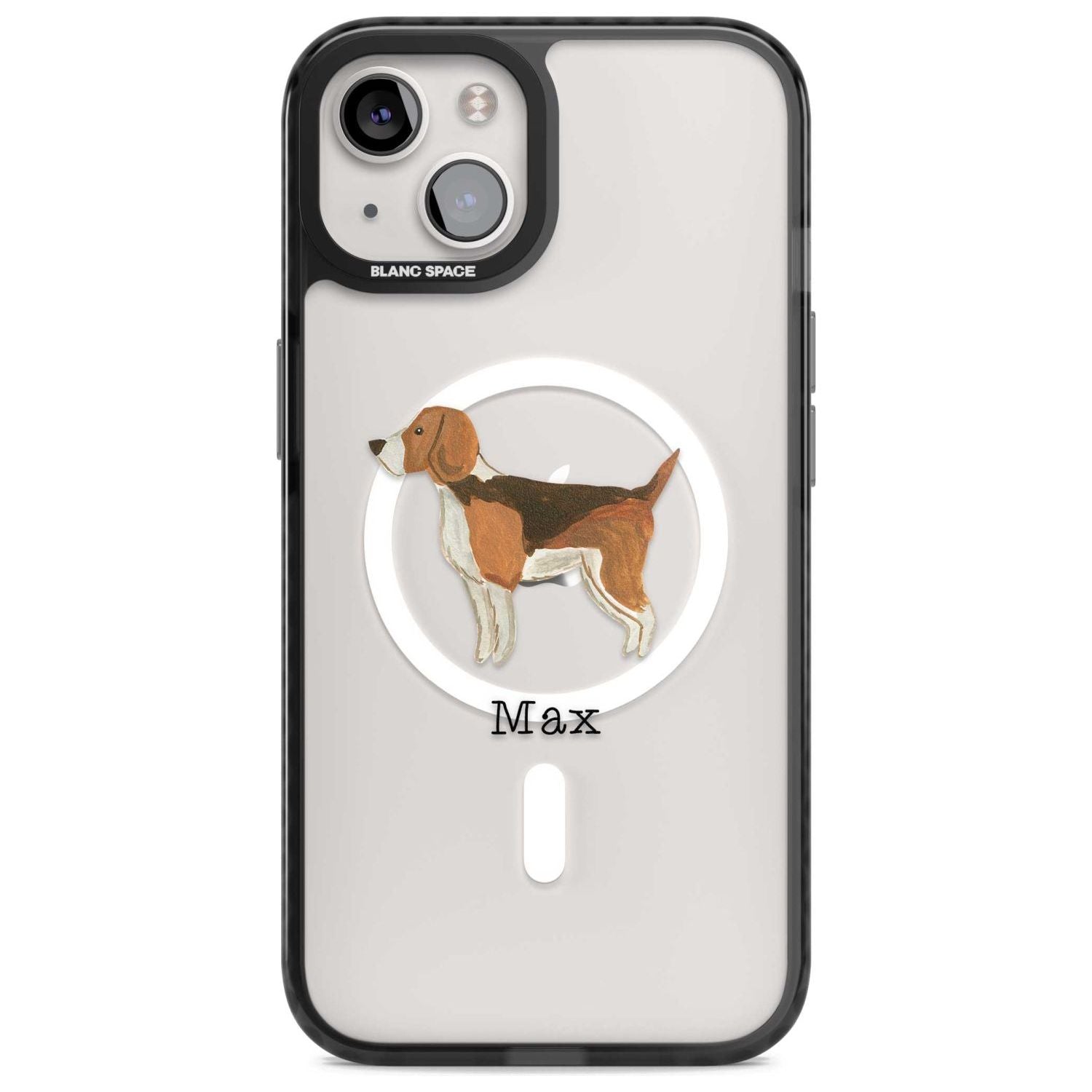 Personalised Hand Painted Beagle Custom Phone Case iPhone 15 Plus / Magsafe Black Impact Case,iPhone 15 / Magsafe Black Impact Case,iPhone 14 Plus / Magsafe Black Impact Case,iPhone 14 / Magsafe Black Impact Case,iPhone 13 / Magsafe Black Impact Case Blanc Space