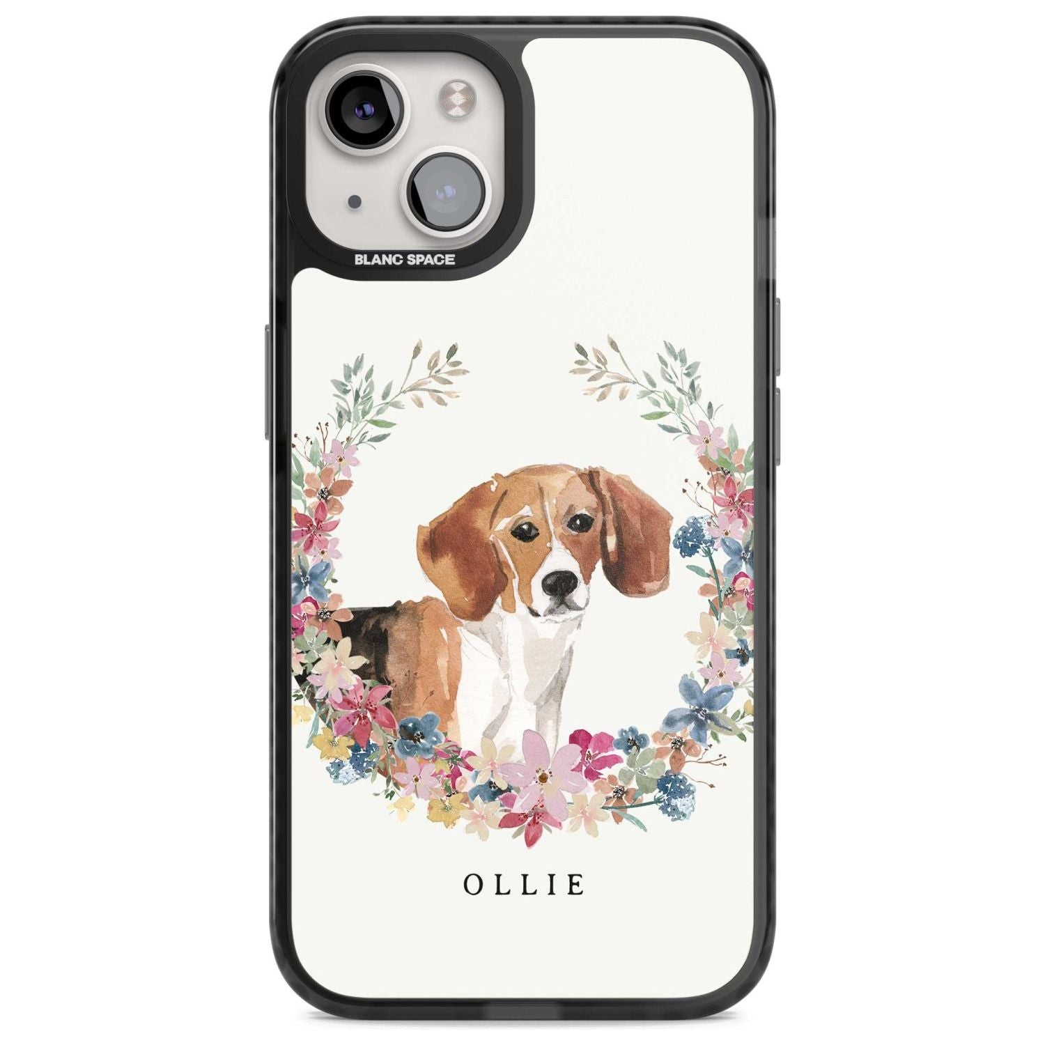 Personalised Beagle - Watercolour Dog Portrait Custom Phone Case iPhone 15 Plus / Magsafe Black Impact Case,iPhone 15 / Magsafe Black Impact Case,iPhone 14 Plus / Magsafe Black Impact Case,iPhone 14 / Magsafe Black Impact Case,iPhone 13 / Magsafe Black Impact Case Blanc Space